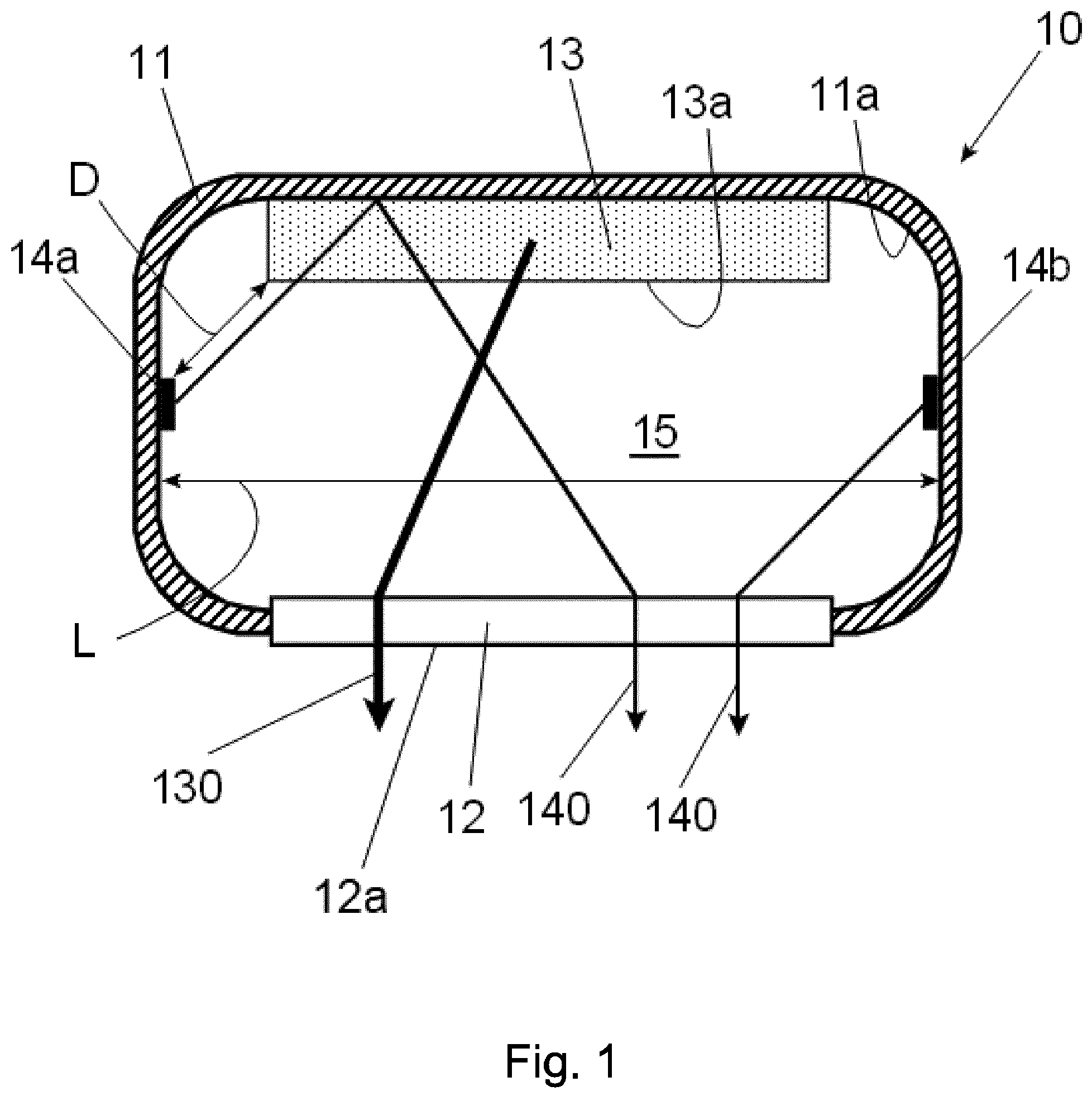 Patent US12128151 — Disinfection lighting device, lamp and luminaire using UV light — Figure 1