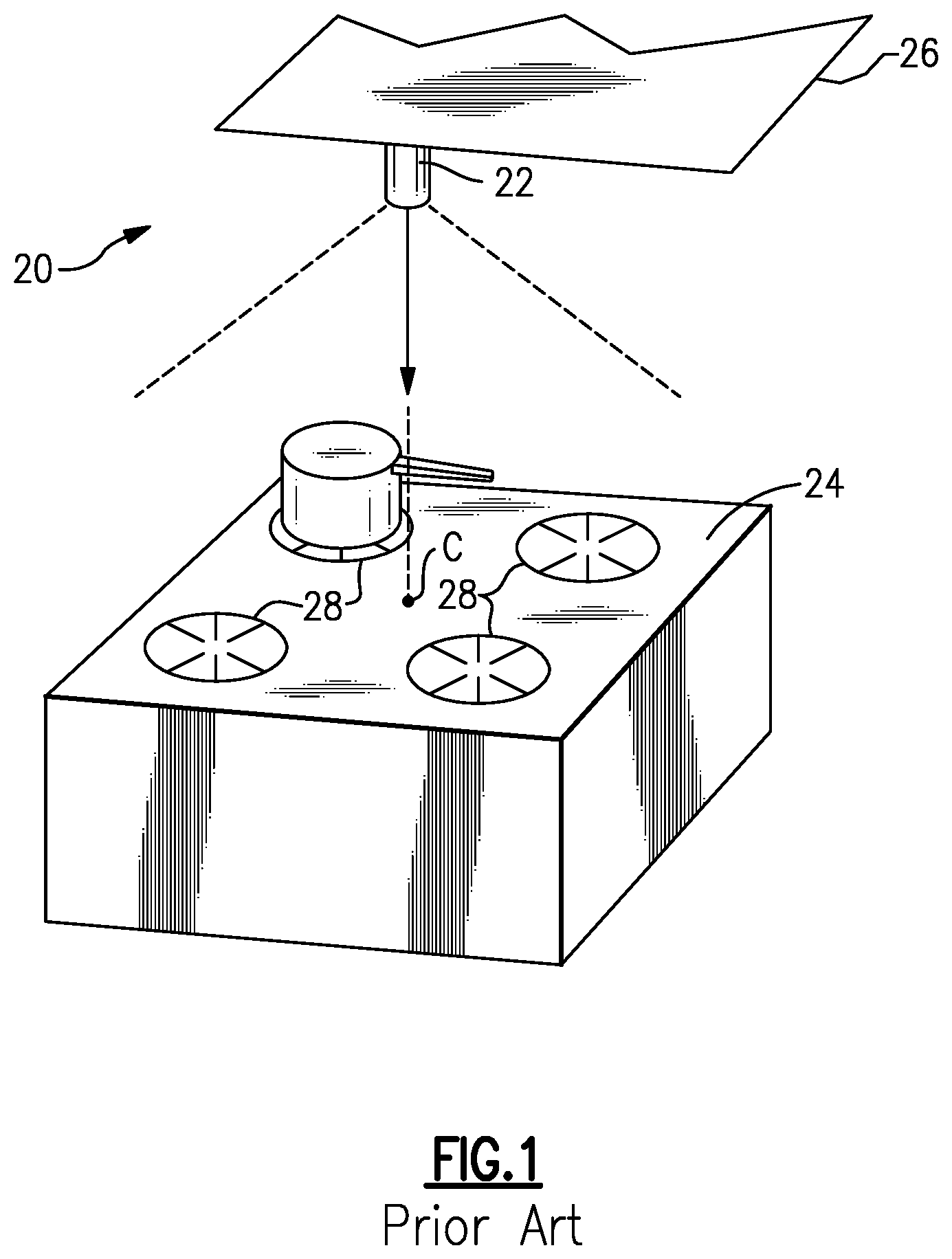 Patent US12128266 — Kitchen fire suppression aiming systems and methods — Figure 1