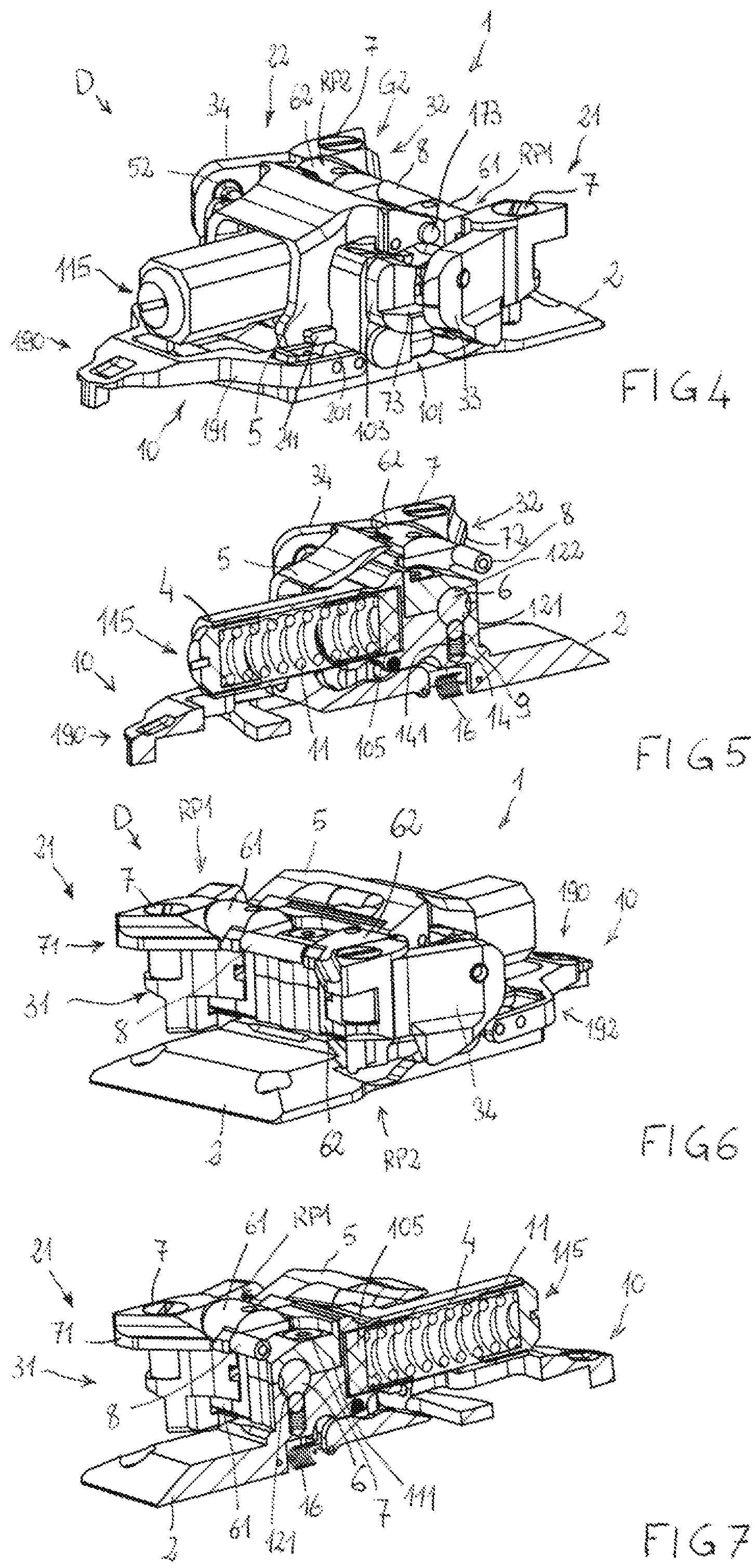 Patent US12128294 Figure 2 – Adapted toe-piece of a ski binding for also allowing walking uphill