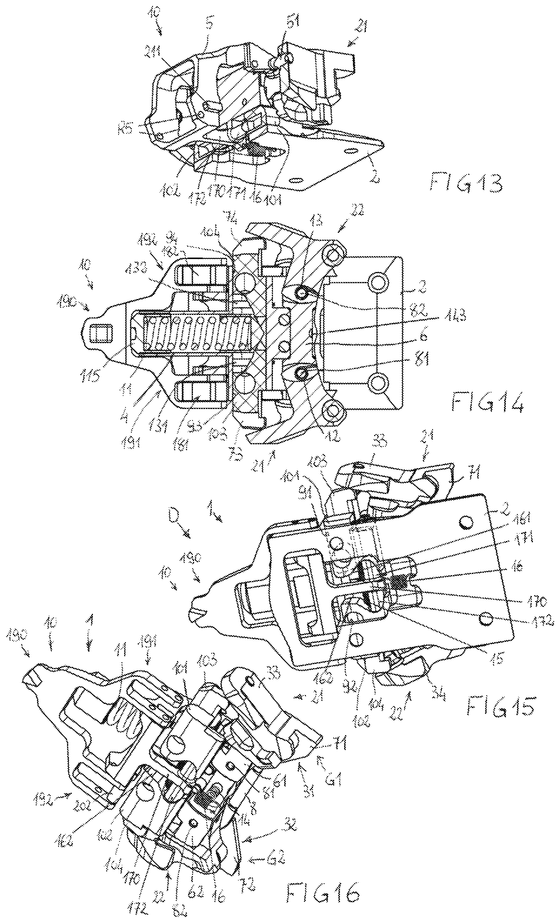 Patent US12128294 Figure 4 – Adapted toe-piece of a ski binding for also allowing walking uphill