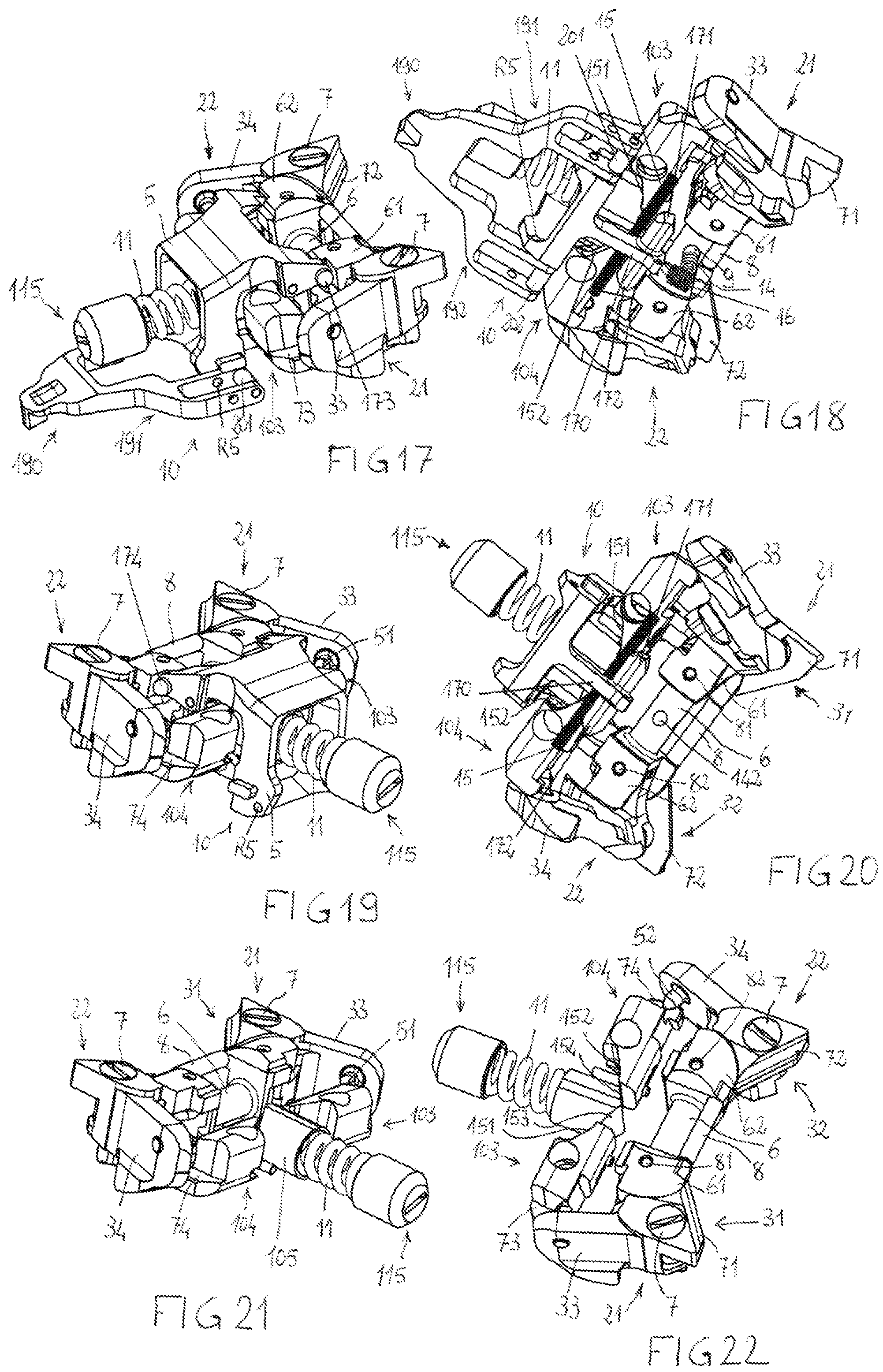 Patent US12128294 Figure 5 – Adapted toe-piece of a ski binding for also allowing walking uphill