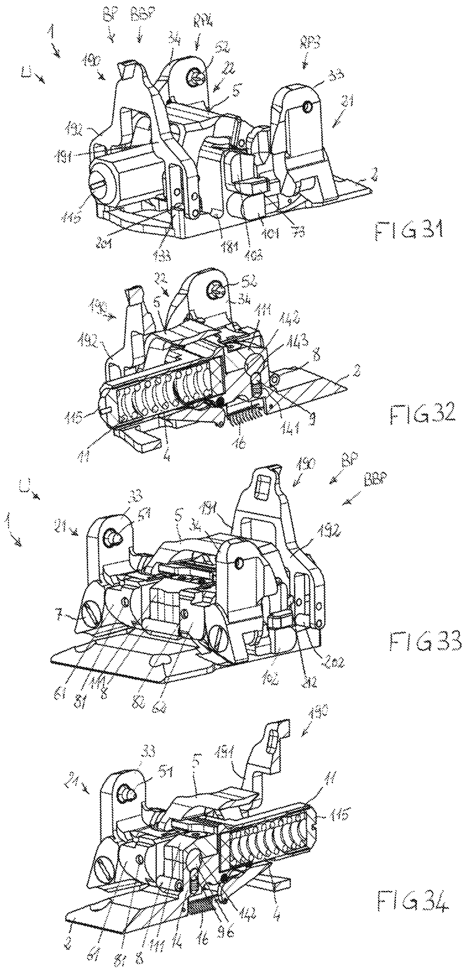 Patent US12128294 Figure 8 – Adapted toe-piece of a ski binding for also allowing walking uphill