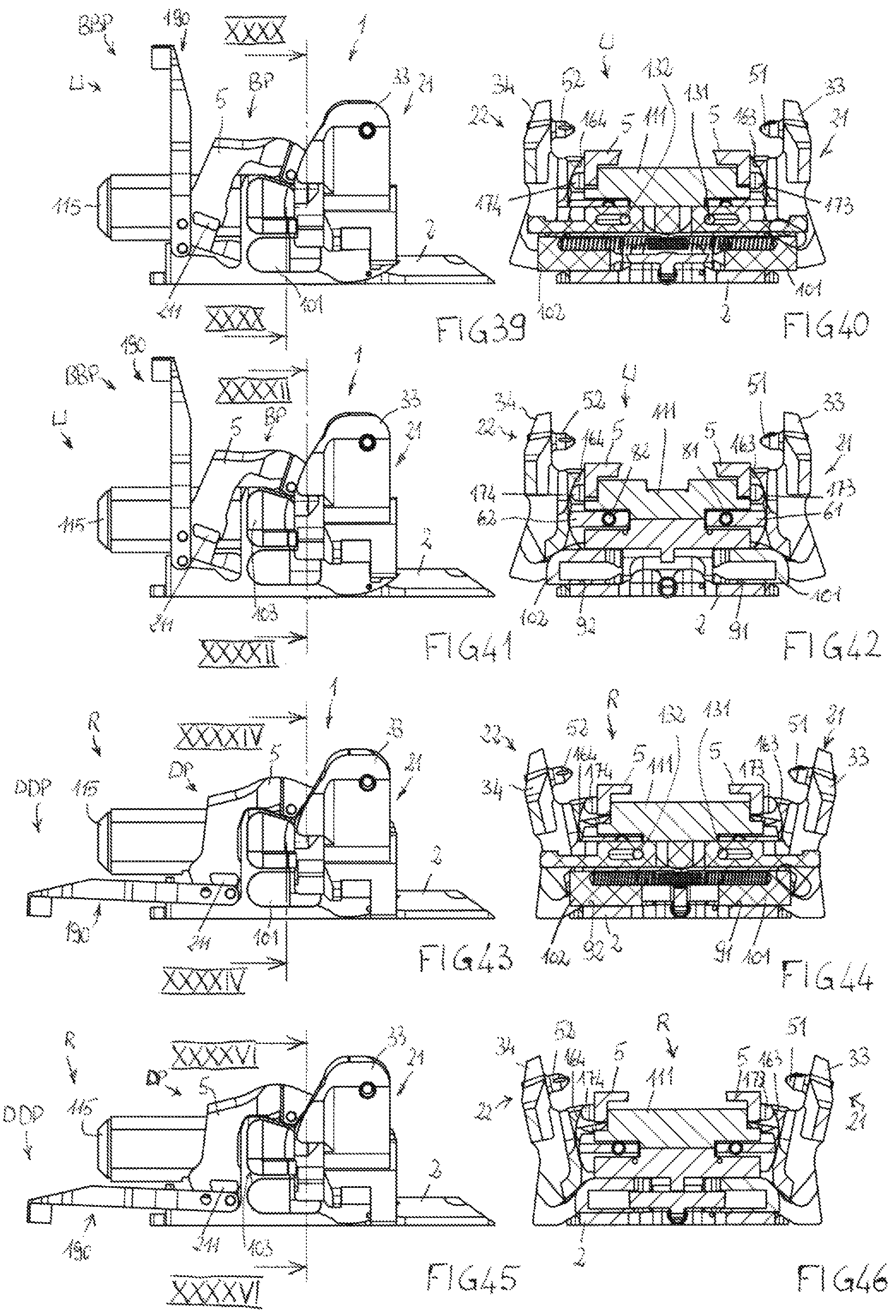 Patent US12128294 Figure 10 – Adapted toe-piece of a ski binding for also allowing walking uphill