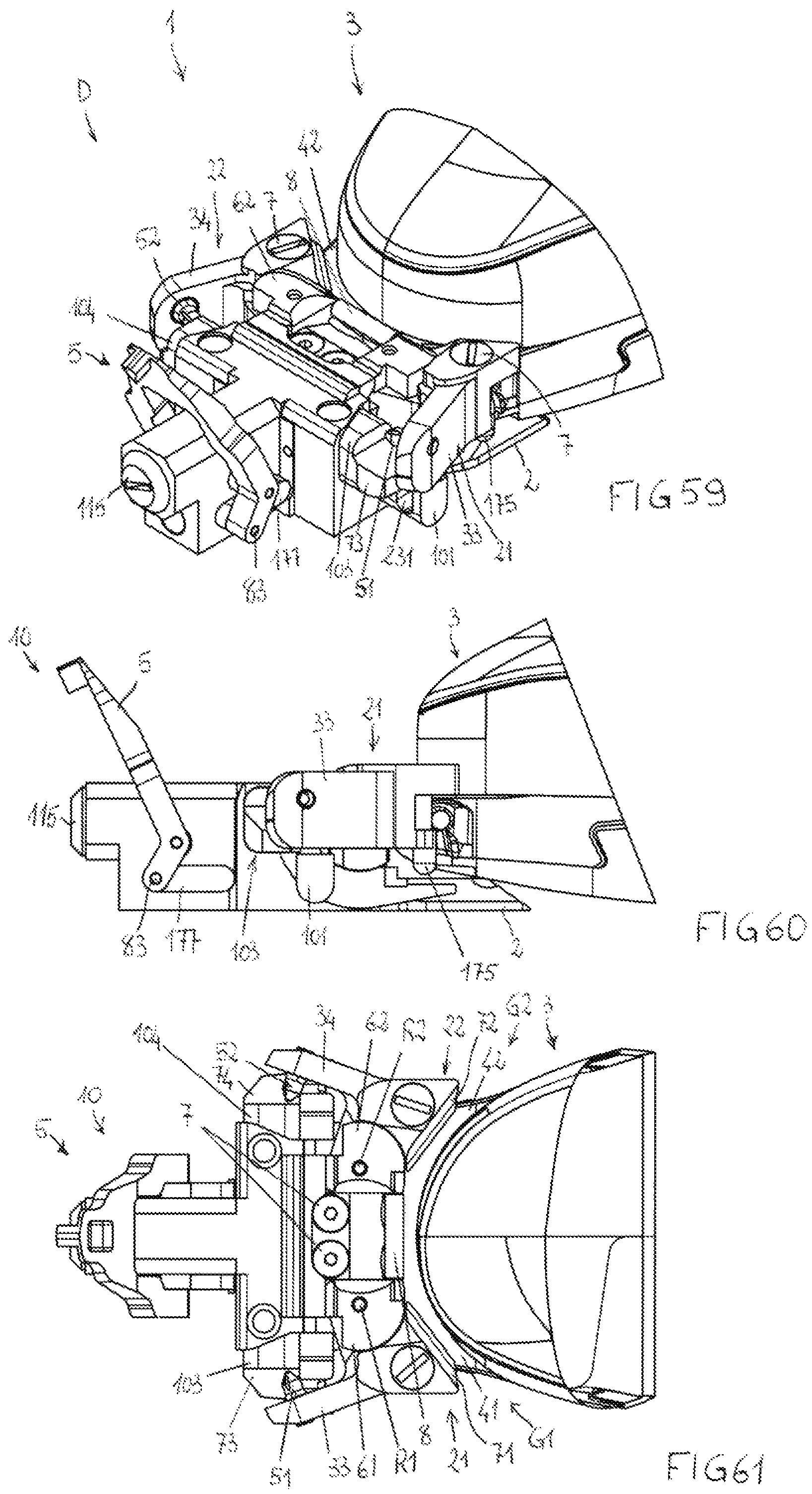 Patent US12128294 Figure 13 – Adapted toe-piece of a ski binding for also allowing walking uphill