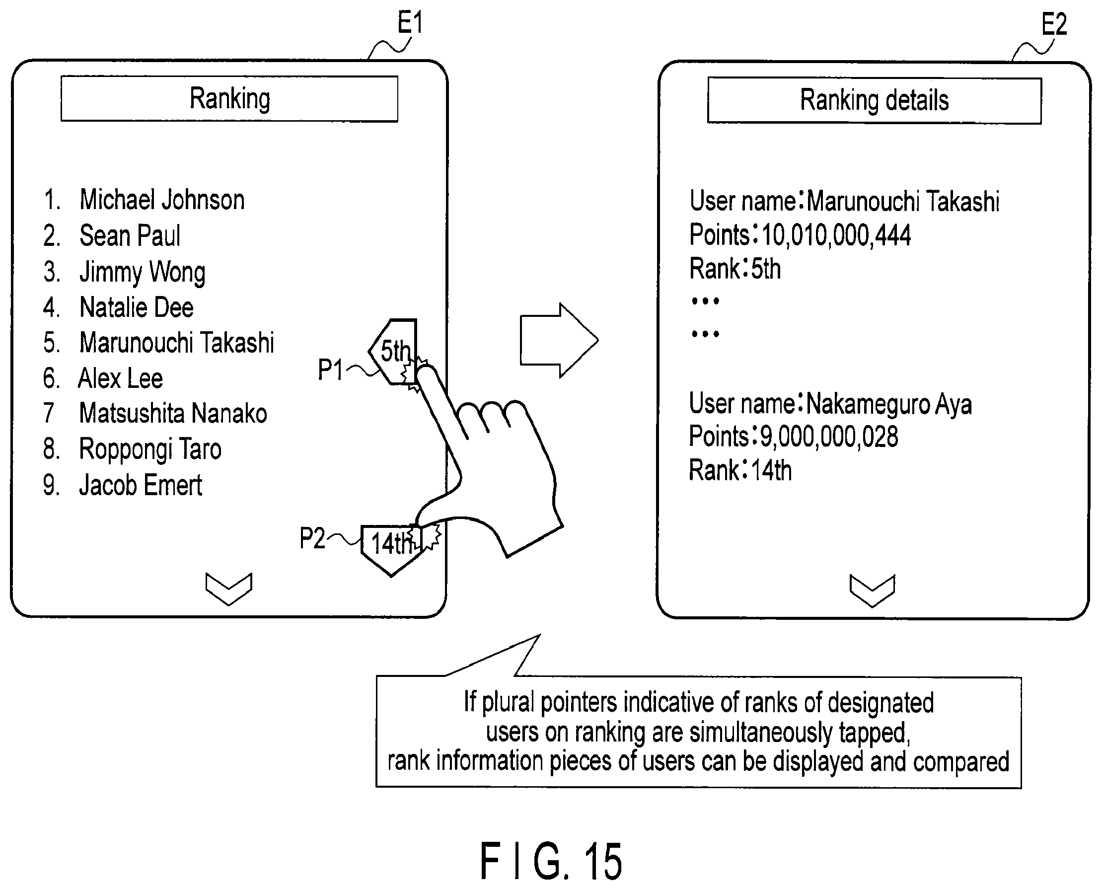 Patent US12128320 Figure 14 – Ranking list display method in game system, and system for executing the method