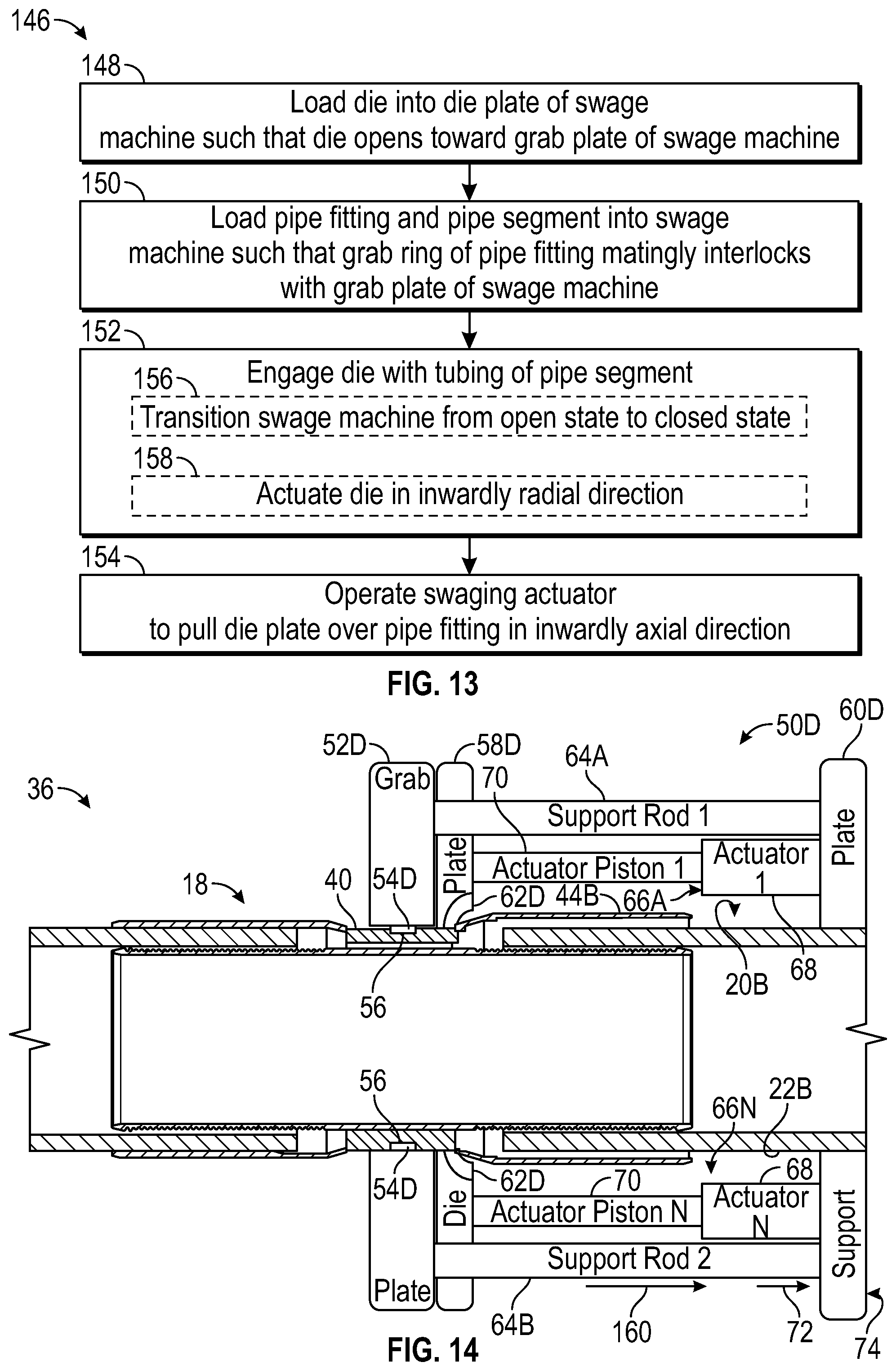 Patent US12128469 Figure 8 – Outward direction pipe fitting swage machine systems and methods