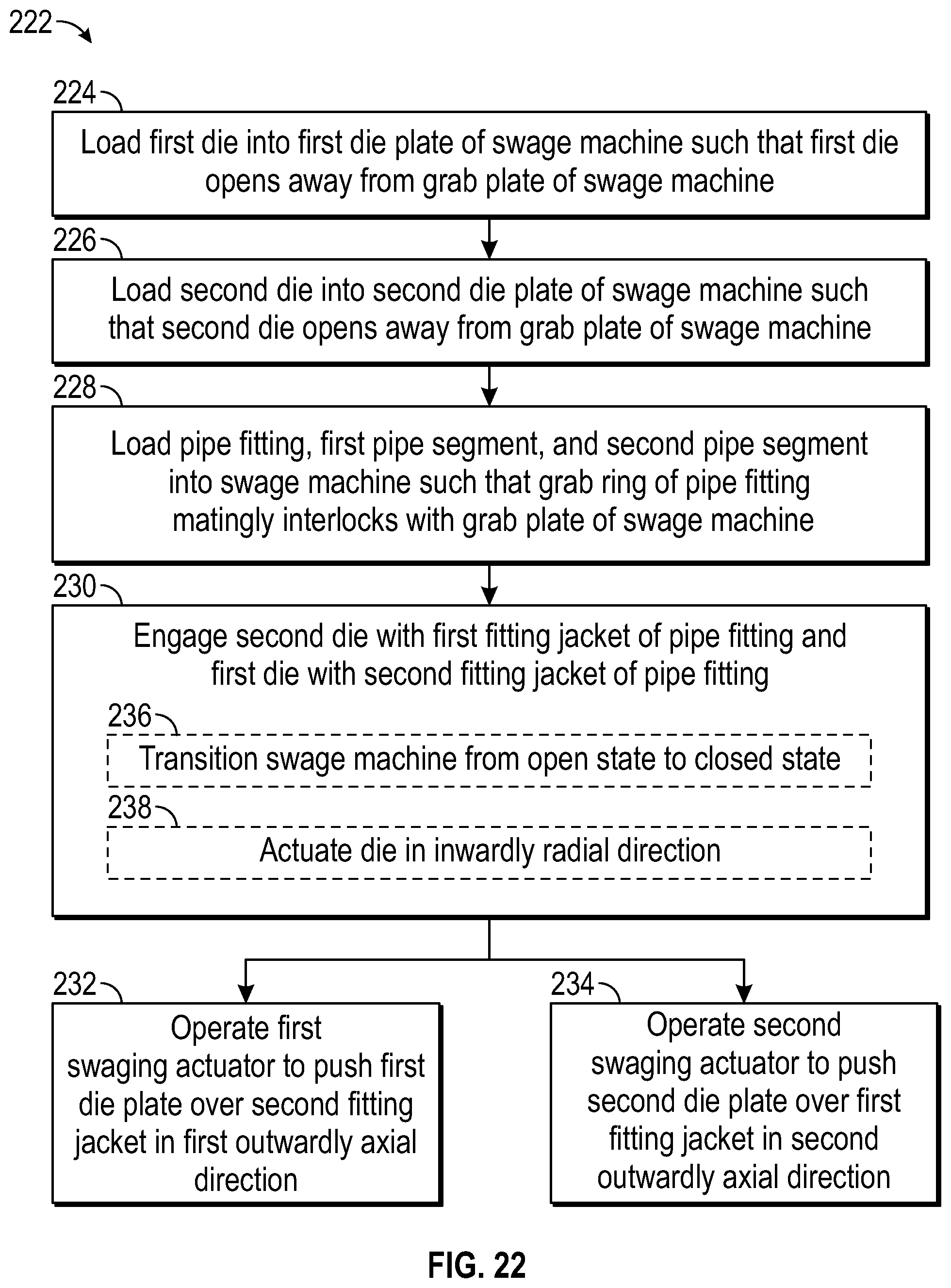 Patent US12128469 Figure 13 – Outward direction pipe fitting swage machine systems and methods