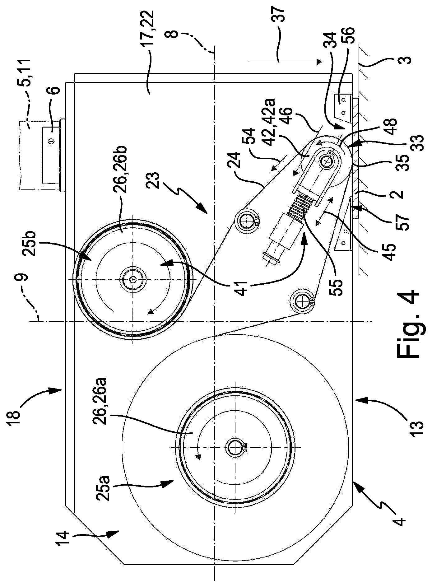 Patent US12128549 Figure 4 – Handling device for repositioning objects