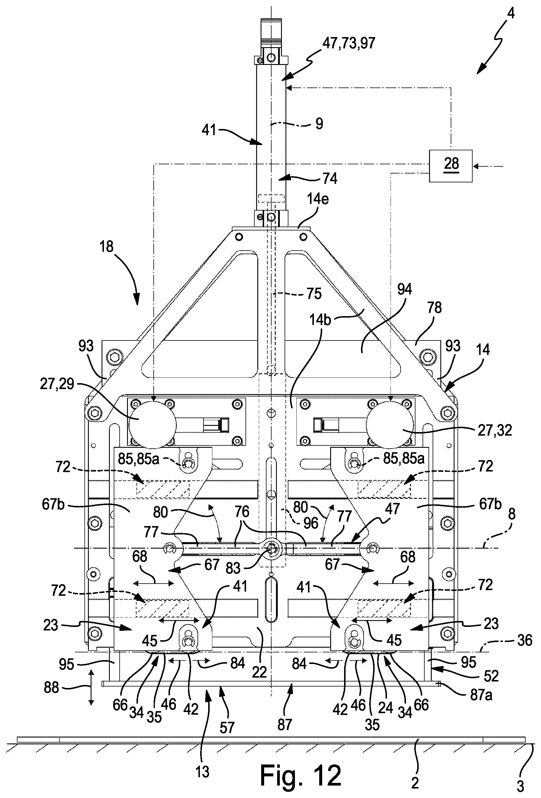 Patent US12128549 Figure 12 – Handling device for repositioning objects