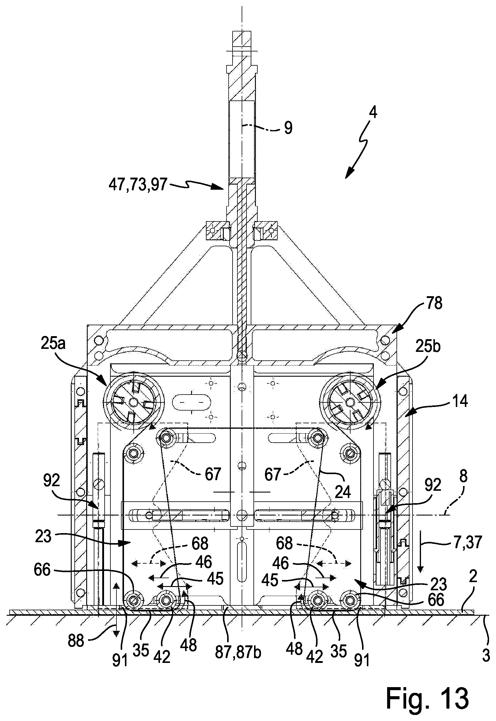 Patent US12128549 Figure 13 – Handling device for repositioning objects