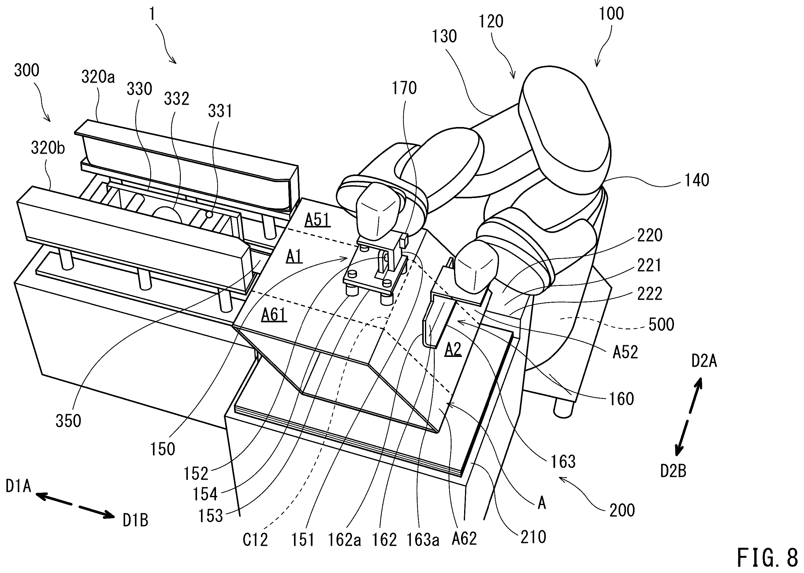 Patent US12128556 Figure 8 – Robot system