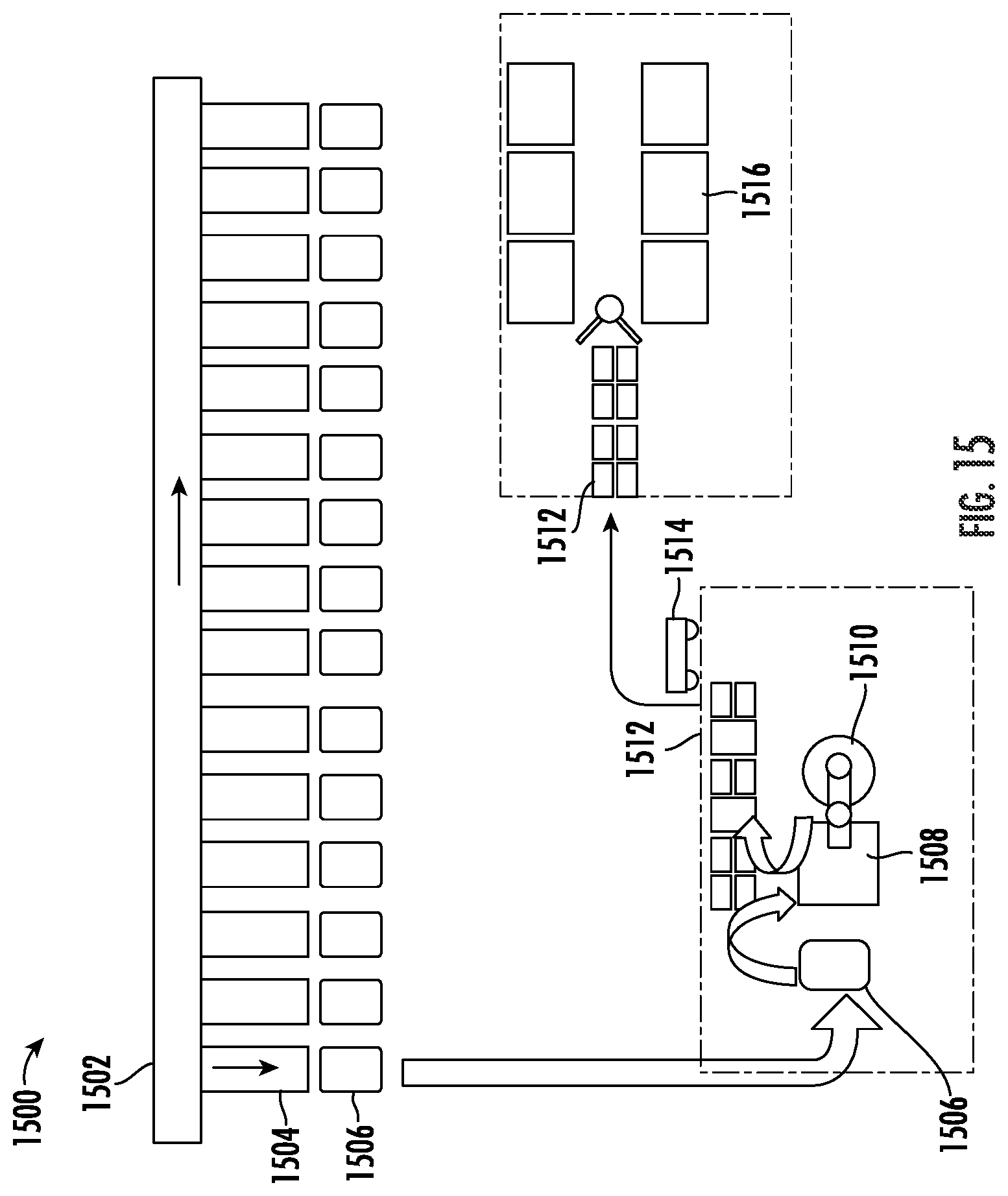 Patent US12128572 Figure 13 – Robotic sortation system