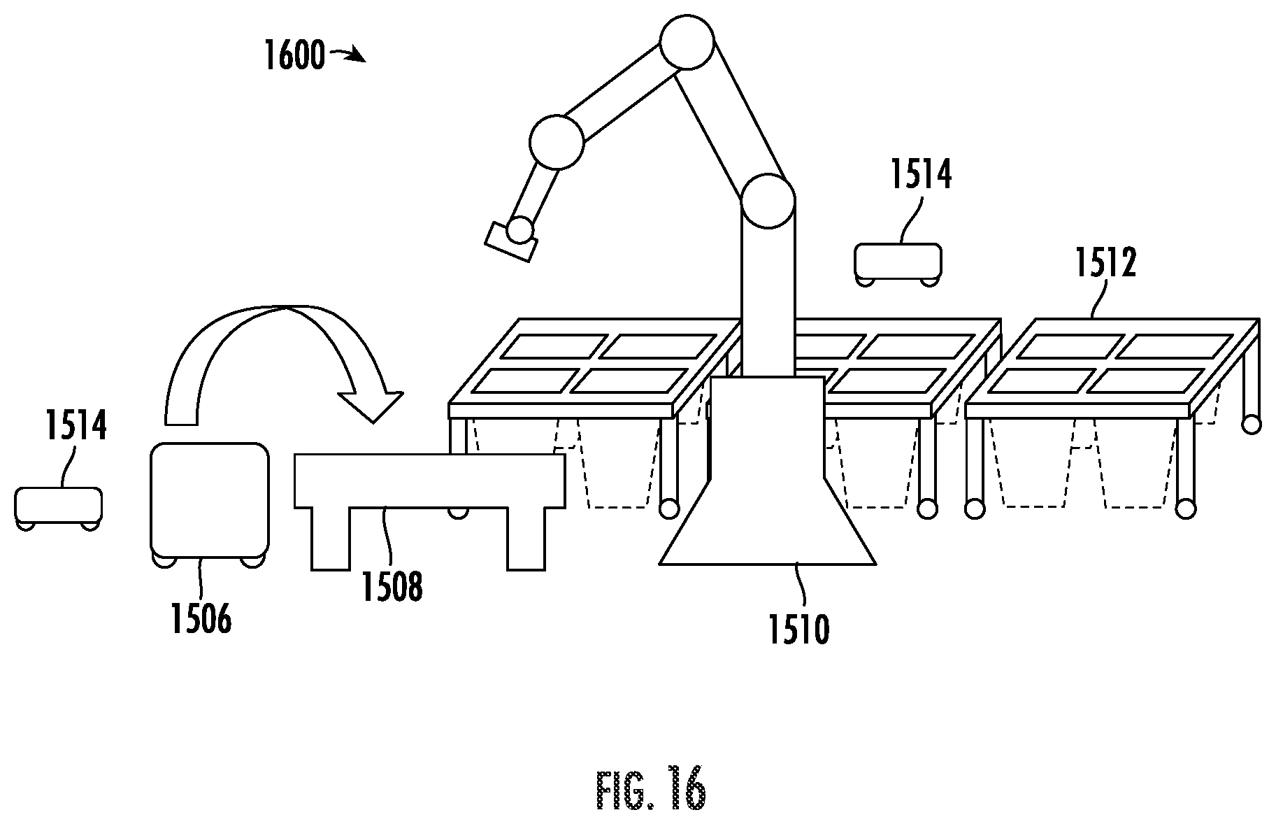 Patent US12128572 Figure 14 – Robotic sortation system