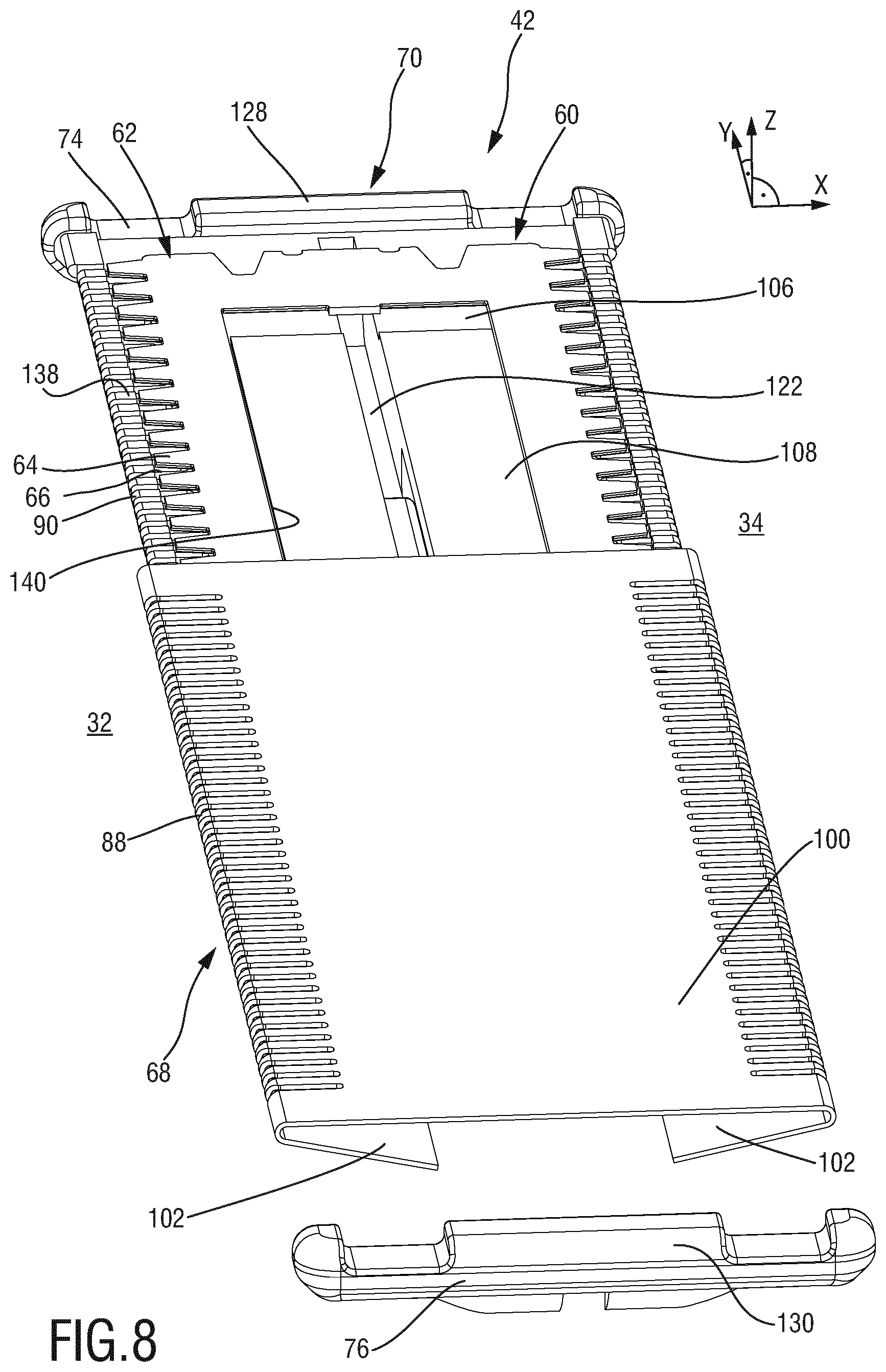 Patent US12128574 Figure 7 – Stationary blade, blade set, and manufacturing method