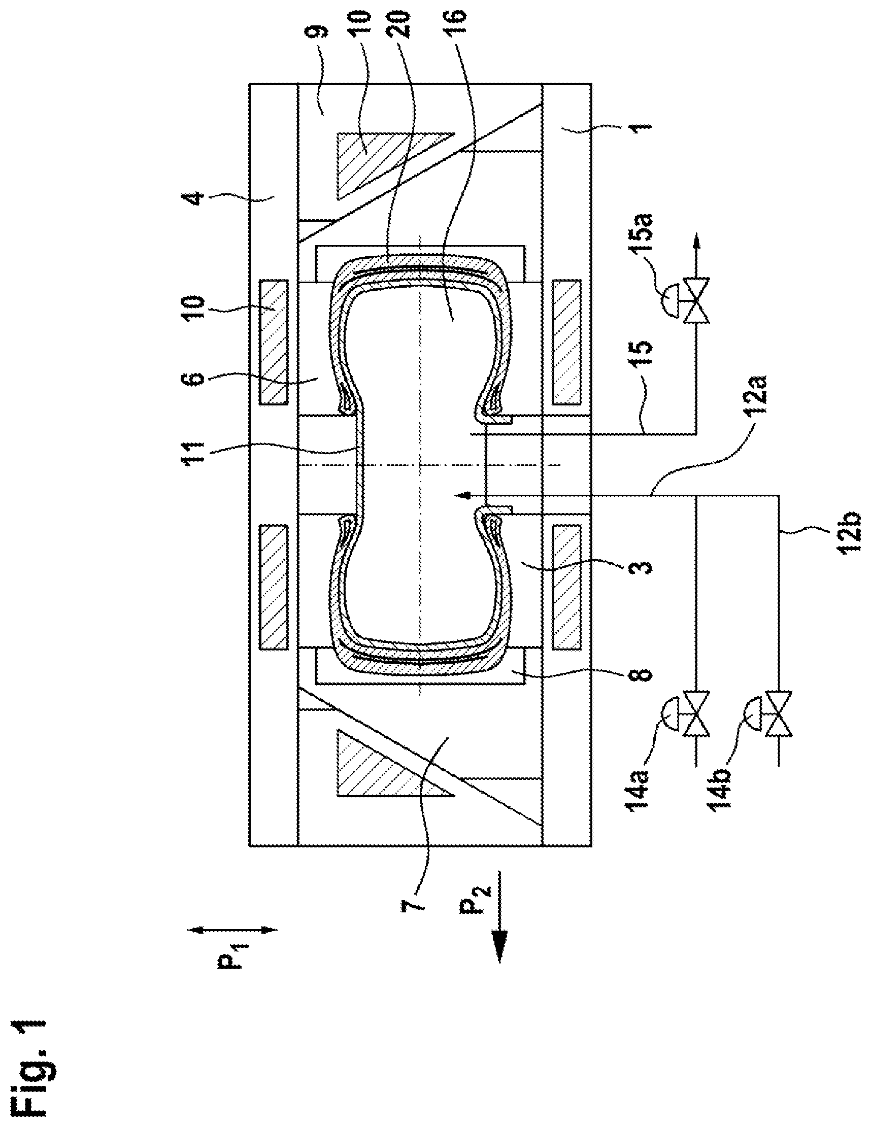 Patent US12128643 Figure 1 – Method for vulcanising a tyre blank