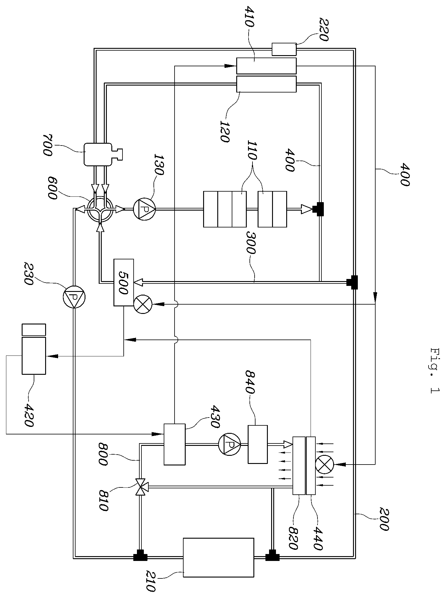 Patent US12128733 Figure 1 – Integrated thermal management circuit for vehicle