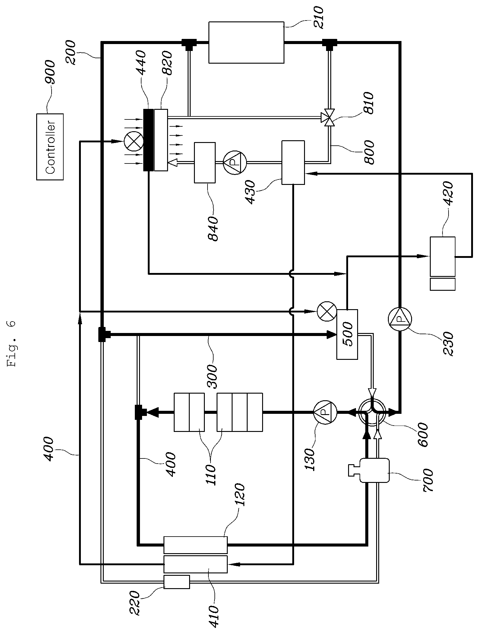Patent US12128733 Figure 6 – Integrated thermal management circuit for vehicle