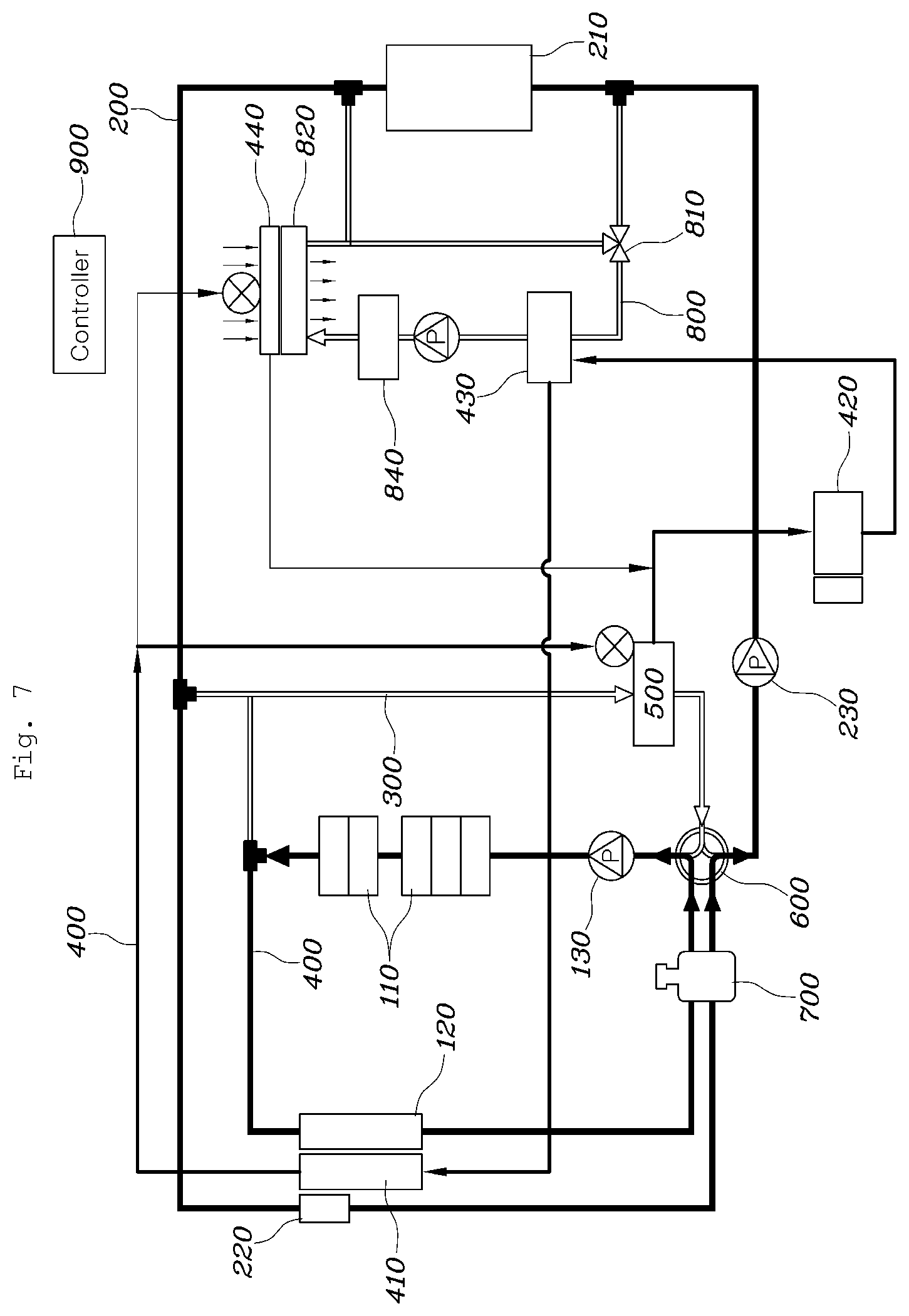Patent US12128733 Figure 7 – Integrated thermal management circuit for vehicle