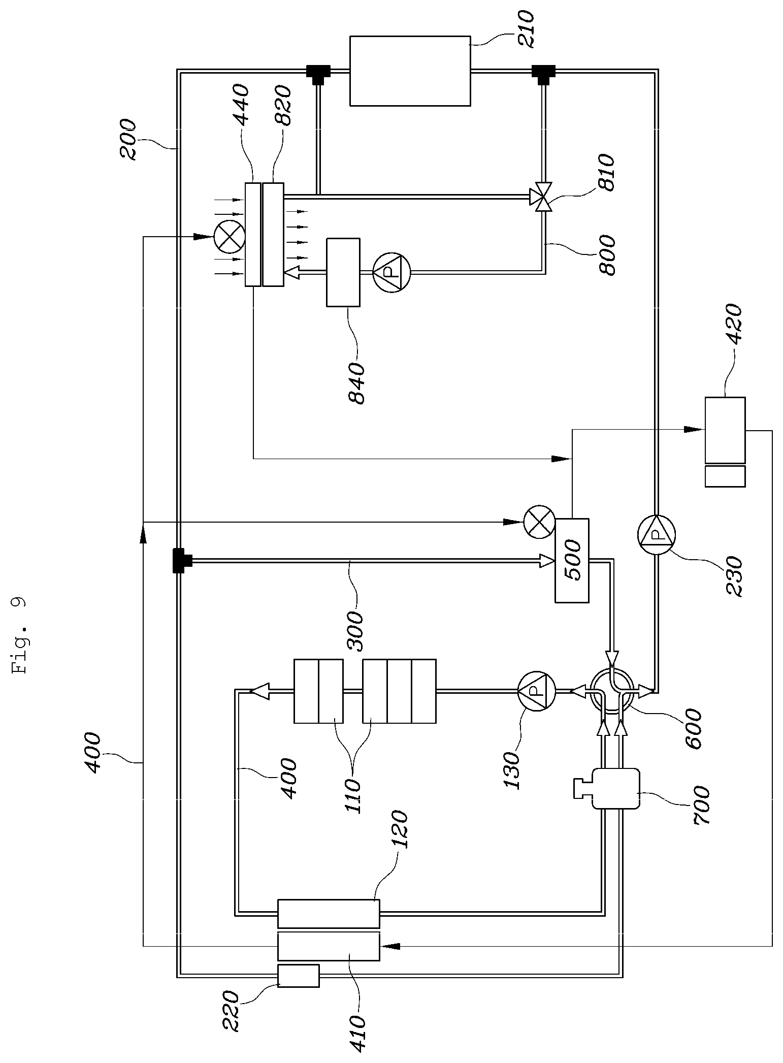 Patent US12128733 Figure 9 – Integrated thermal management circuit for vehicle