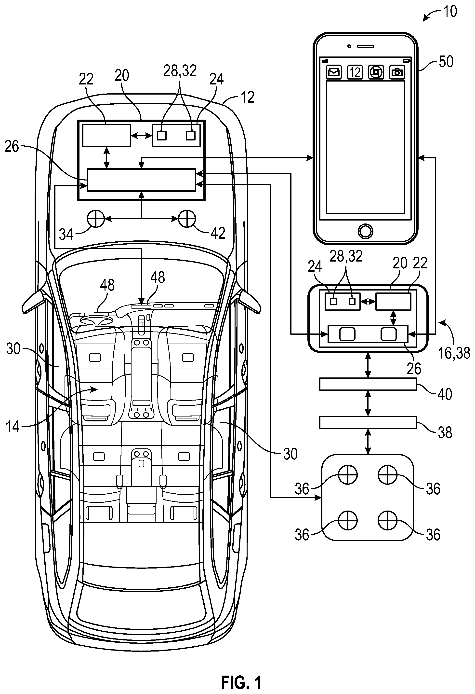 Patent US12128735 Figure 1 – Detection of external leaks utilizing cabin humidity model