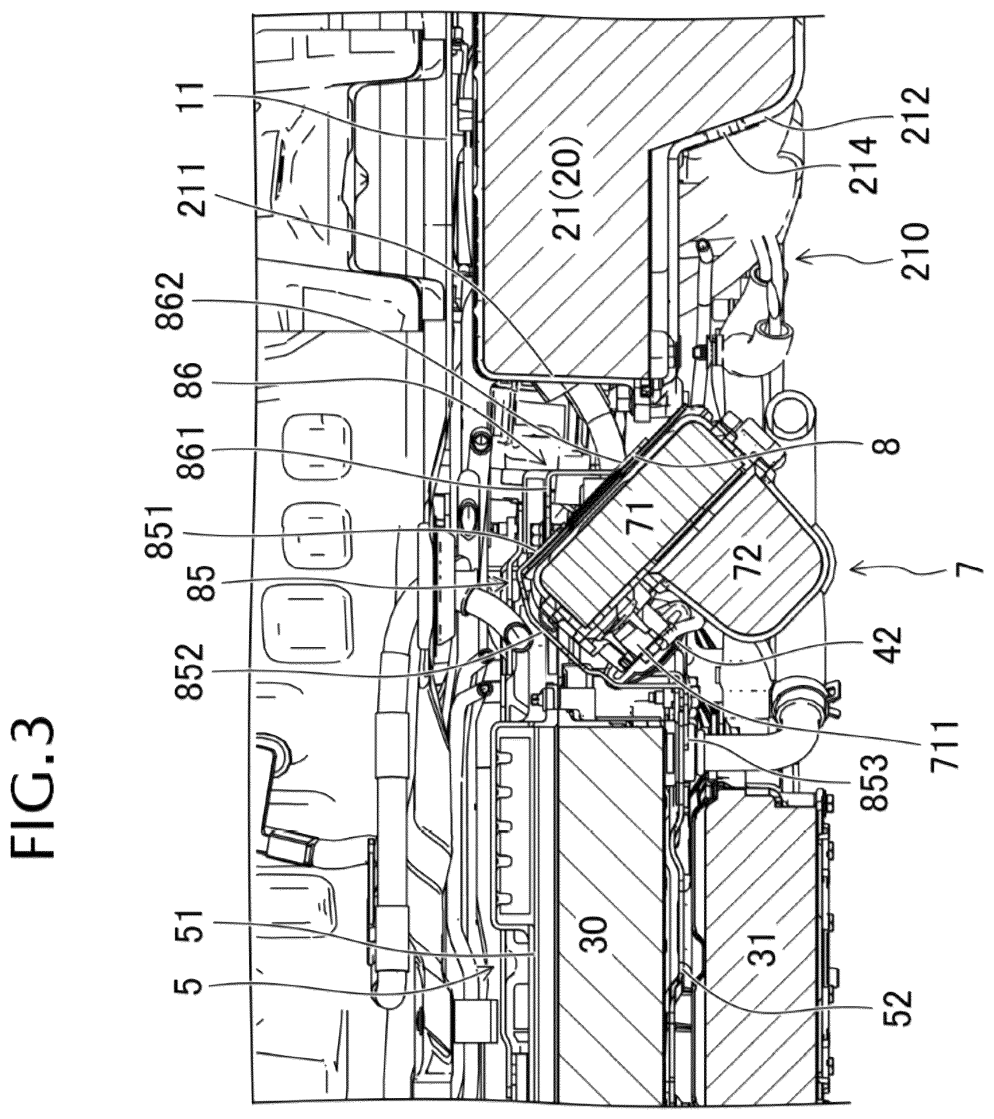 Patent US12128753 Figure 3 – Lower structure for hybrid automobile