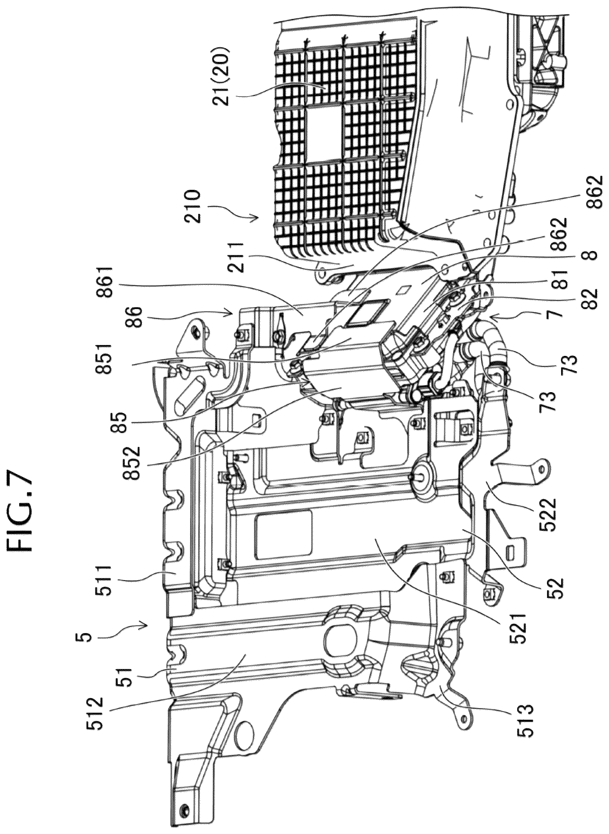 Patent US12128753 Figure 7 – Lower structure for hybrid automobile