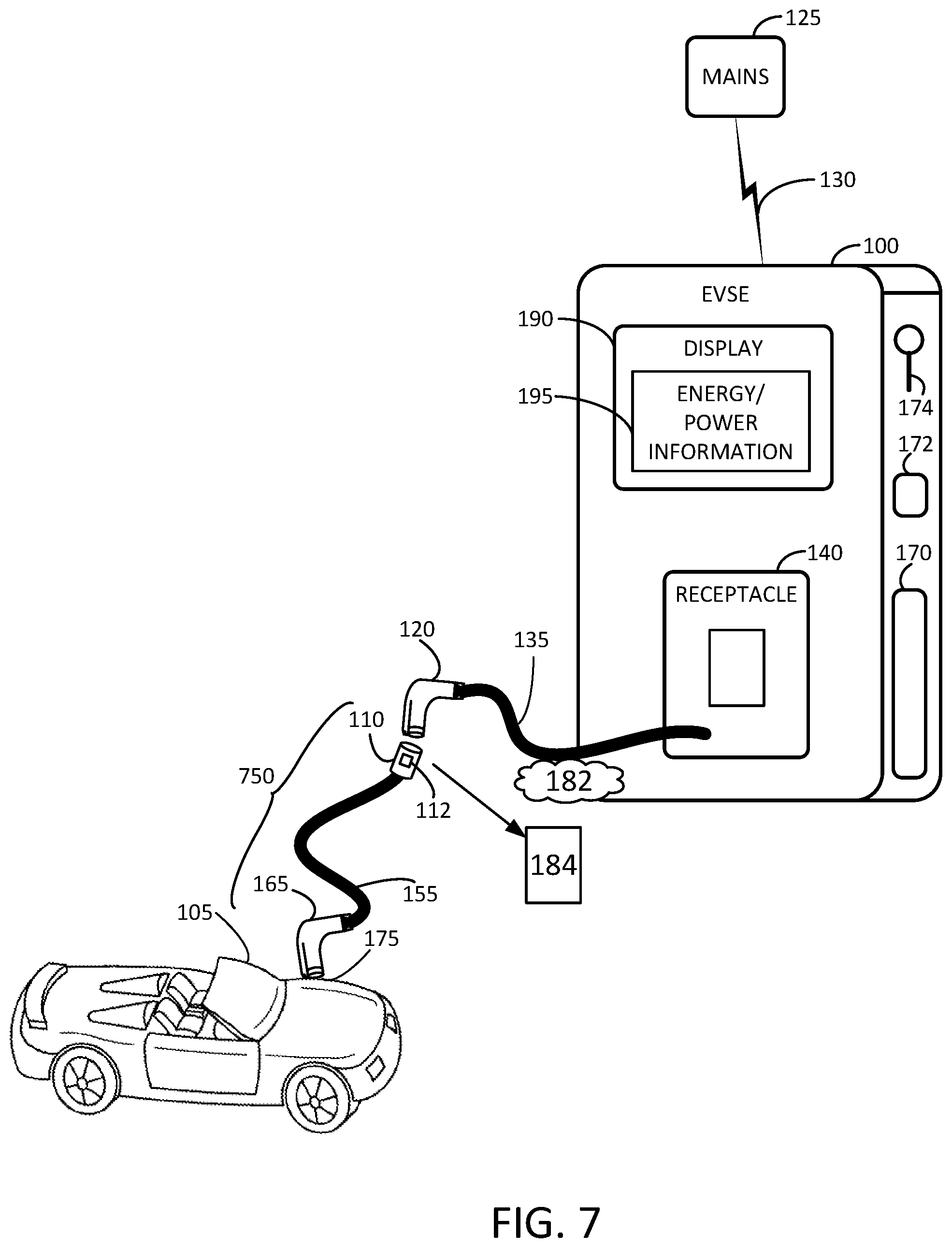 Patent US12128786 Figure 7 – Inline electric vehicle supply equipment (EVSE) electric metering device, system, and method