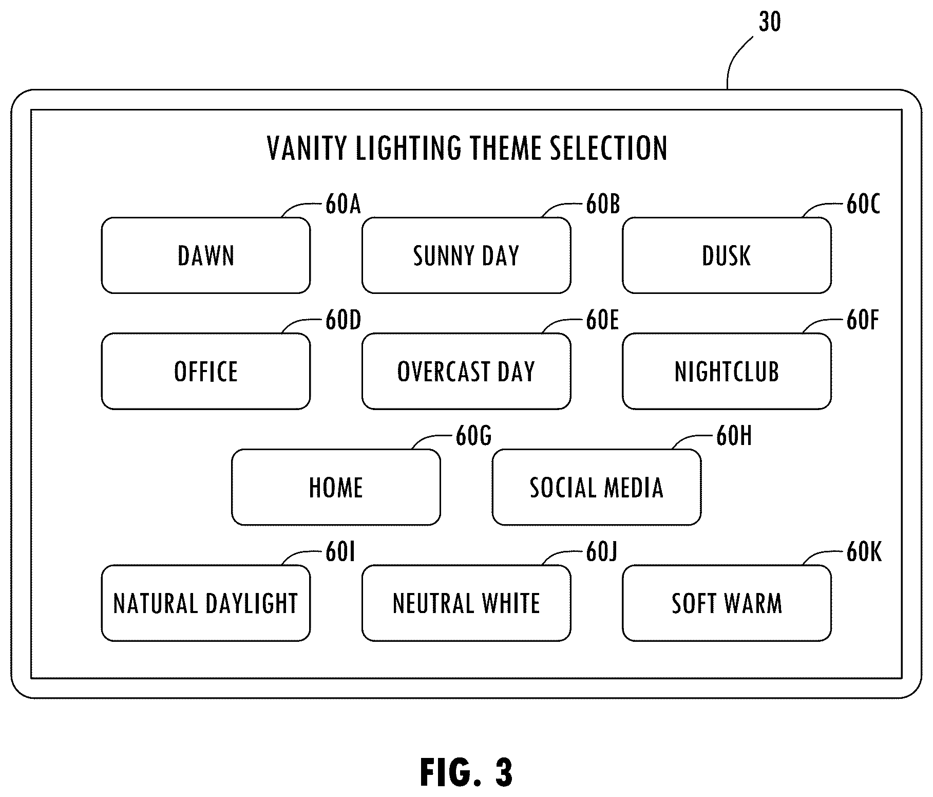 Patent US12128822 Figure 3 – Vehicle having selectable lighting environment and method