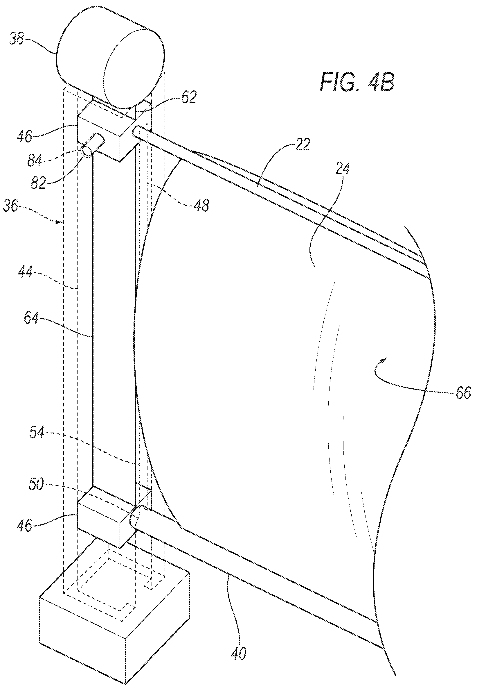 Patent US12128845 Figure 5 – Cable supported airbag inflatable across door opening