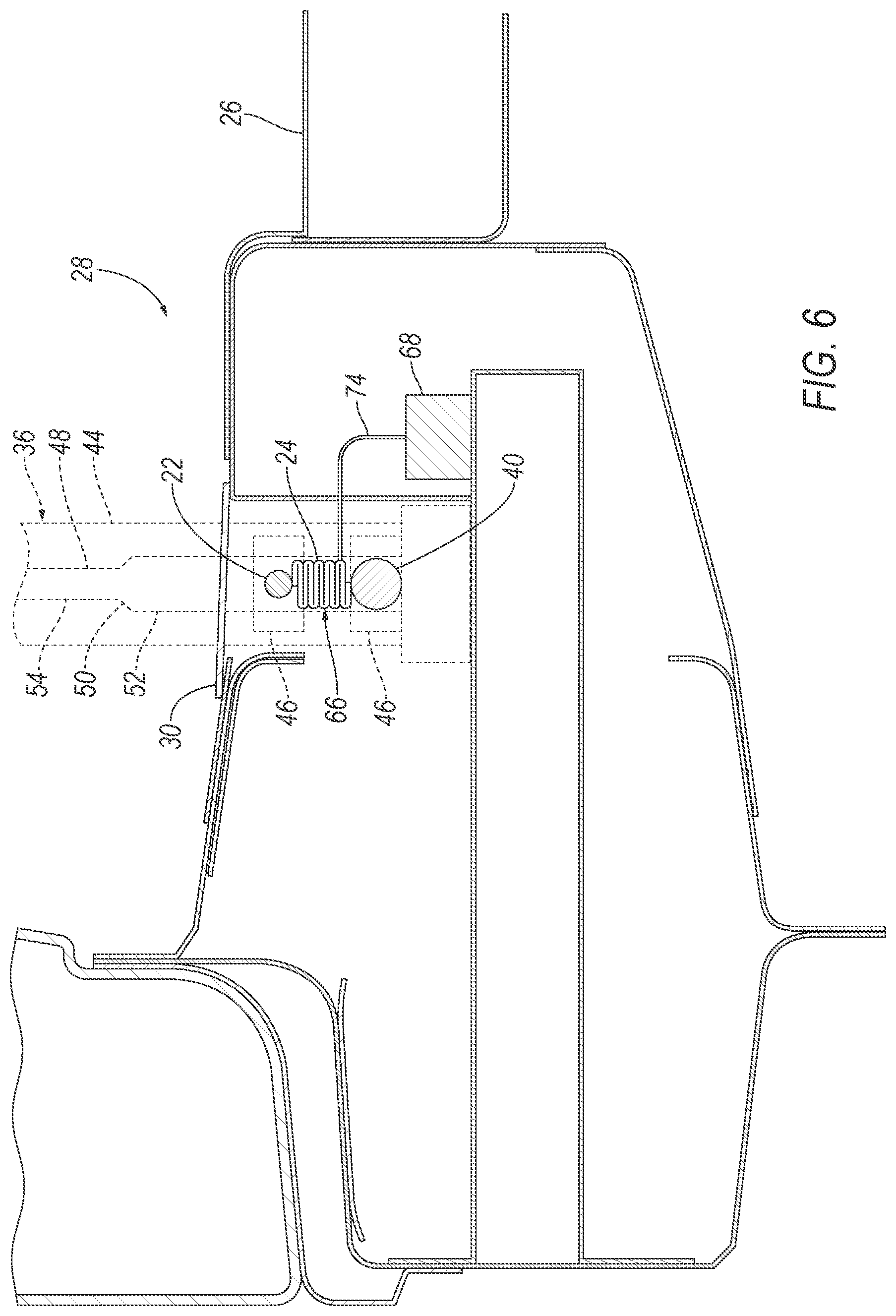 Patent US12128845 Figure 7 – Cable supported airbag inflatable across door opening