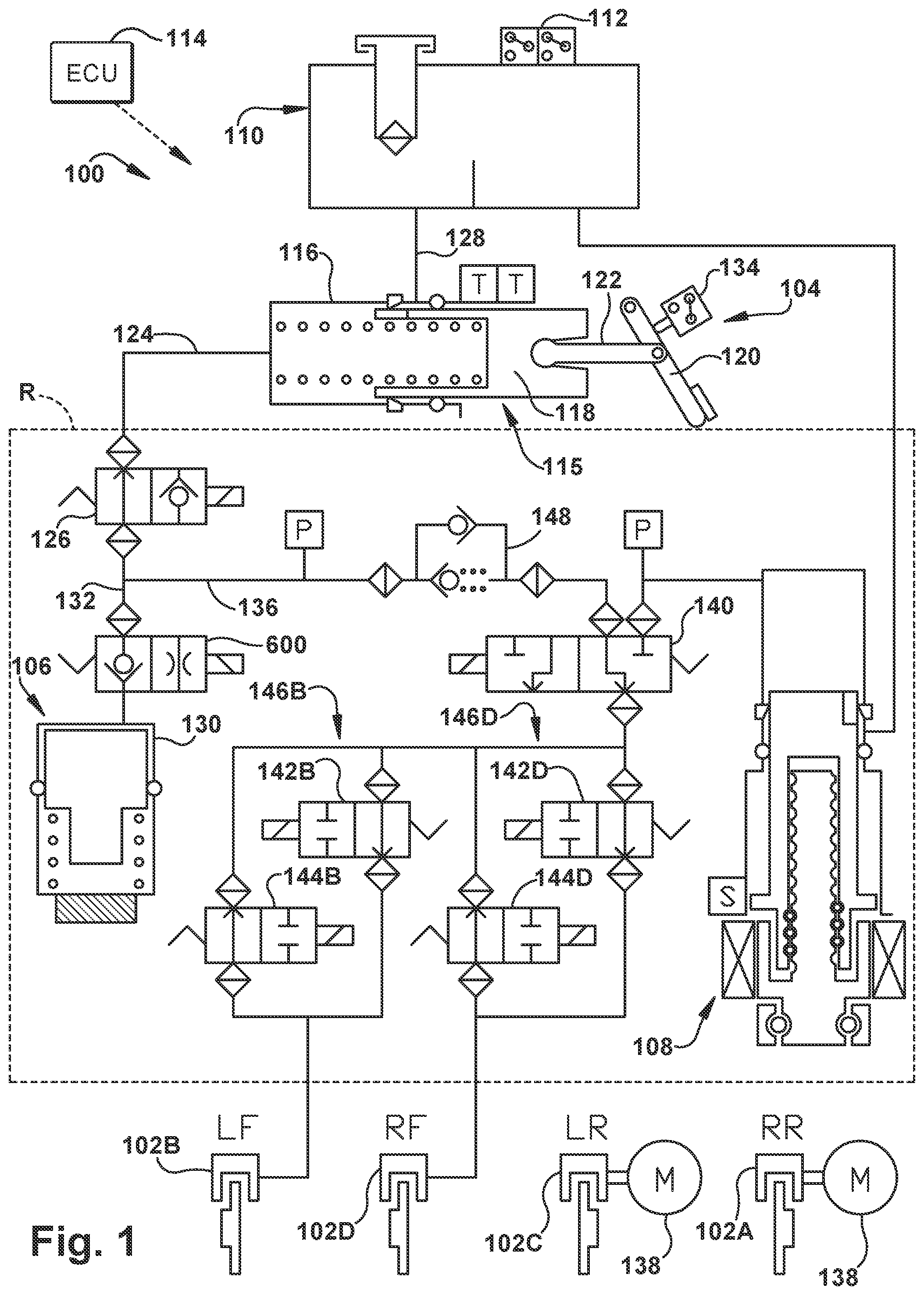 Patent US12128860 Figure 1 – Hydraulic brake boost