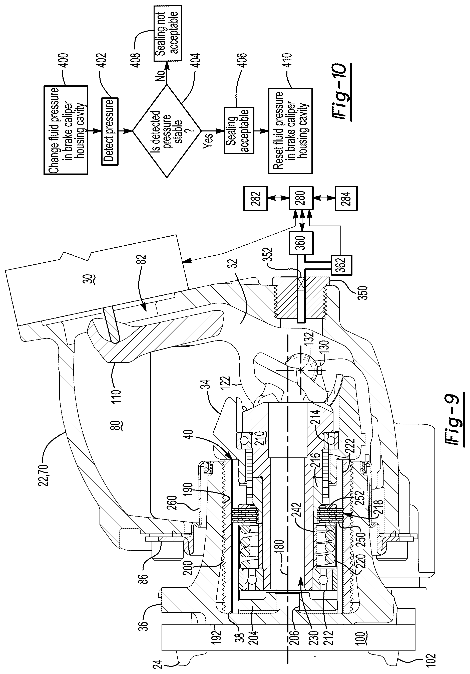 Patent US12128864 Figure 8 – System and method of checking sealing of a brake caliper housing
