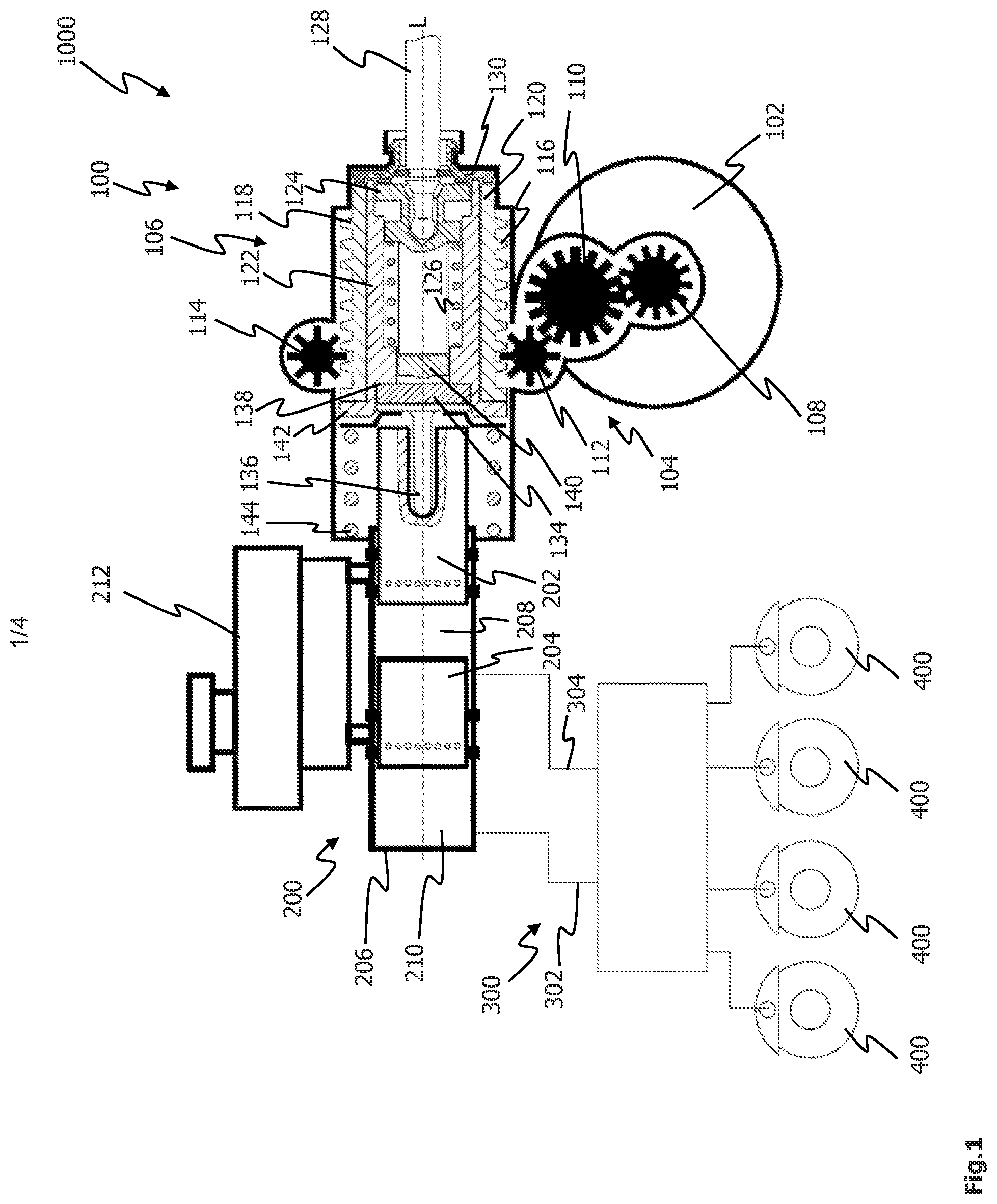 Patent US12128866 Figure 1 – Electrically activatable actuating unit for a motor vehicle brake system, brake booster having such an electrically activatable actuating unit and motor vehicle brake system having such a brake booster