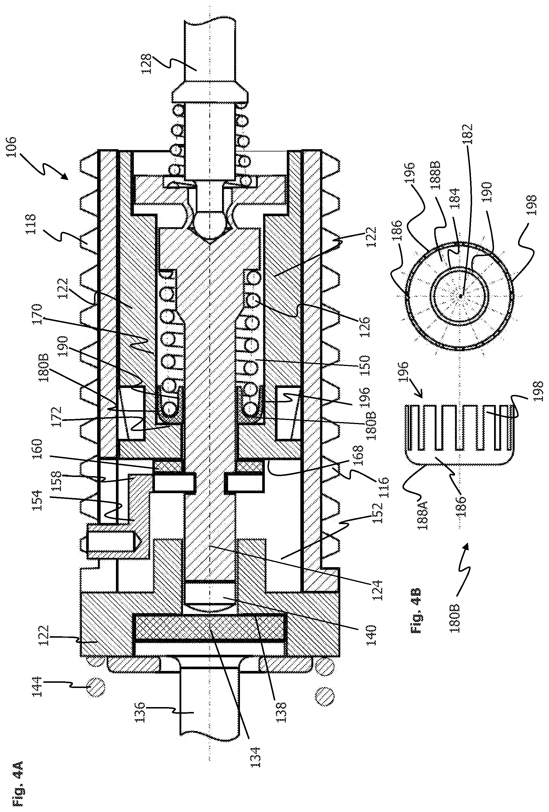 Patent US12128866 Figure 4 – Electrically activatable actuating unit for a motor vehicle brake system, brake booster having such an electrically activatable actuating unit and motor vehicle brake system having such a brake booster