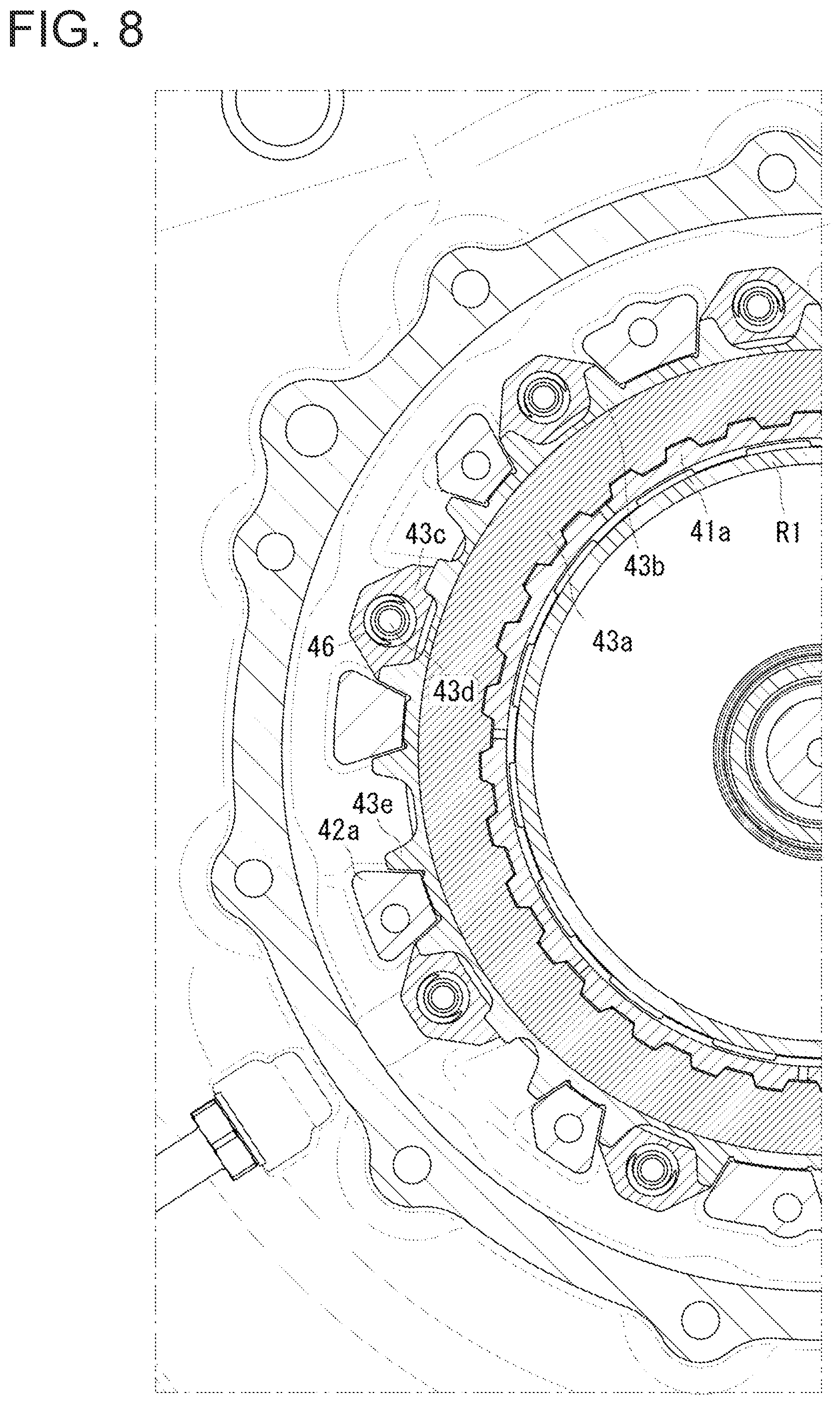 Patent US12128873 Figure 8 – Power transmission system for hybrid vehicle