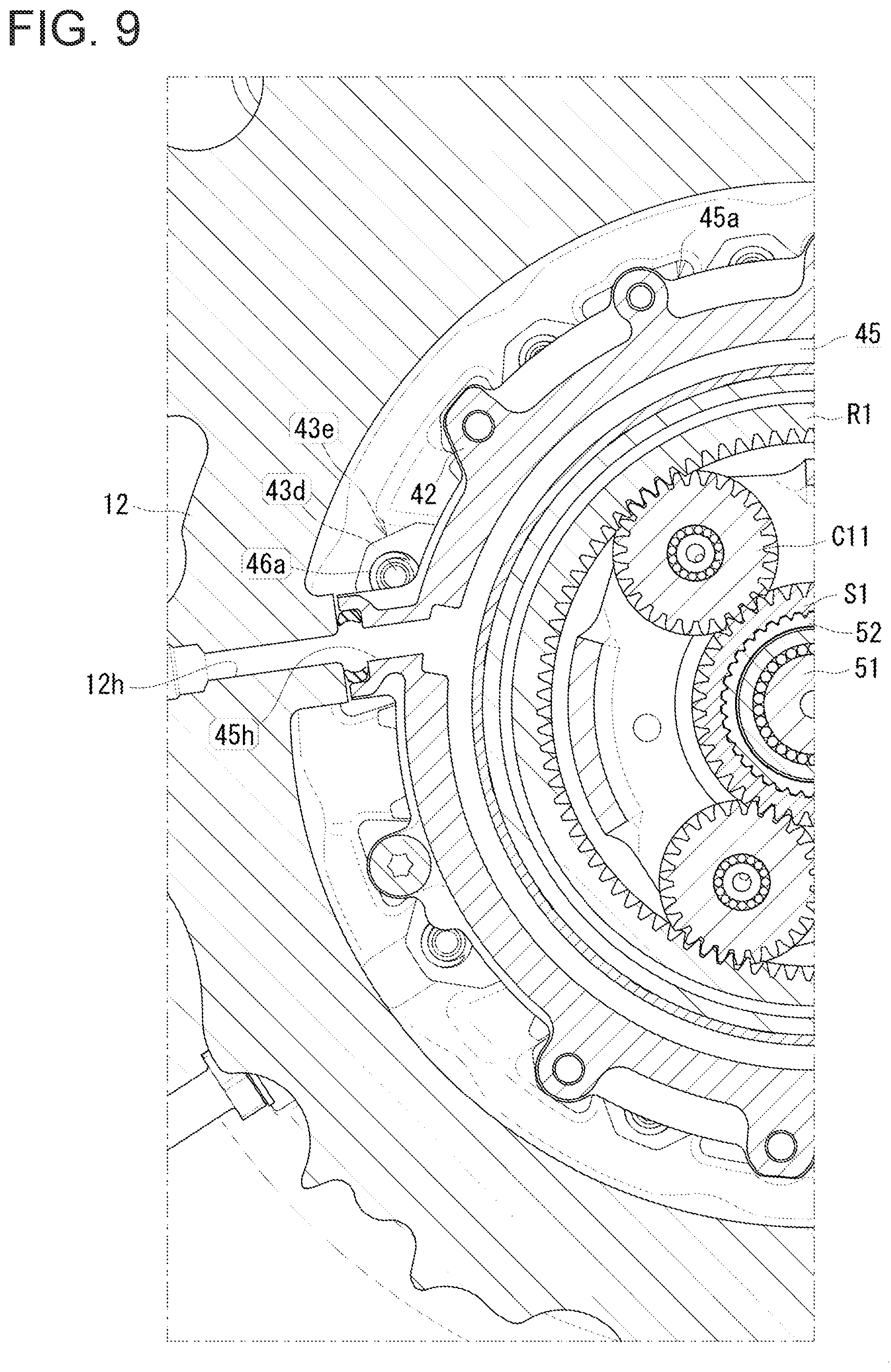 Patent US12128873 Figure 9 – Power transmission system for hybrid vehicle