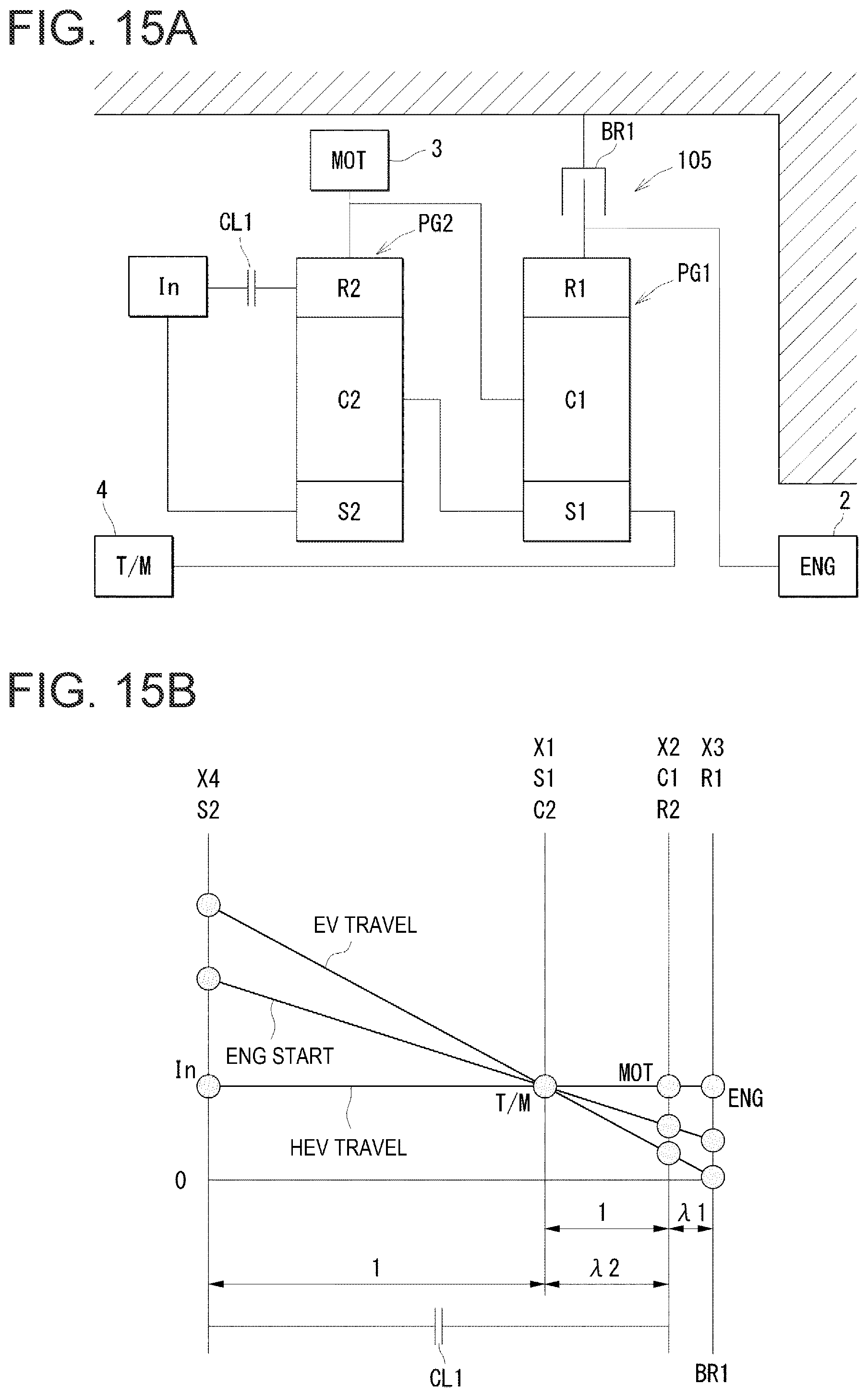 Patent US12128873 Figure 15 – Power transmission system for hybrid vehicle