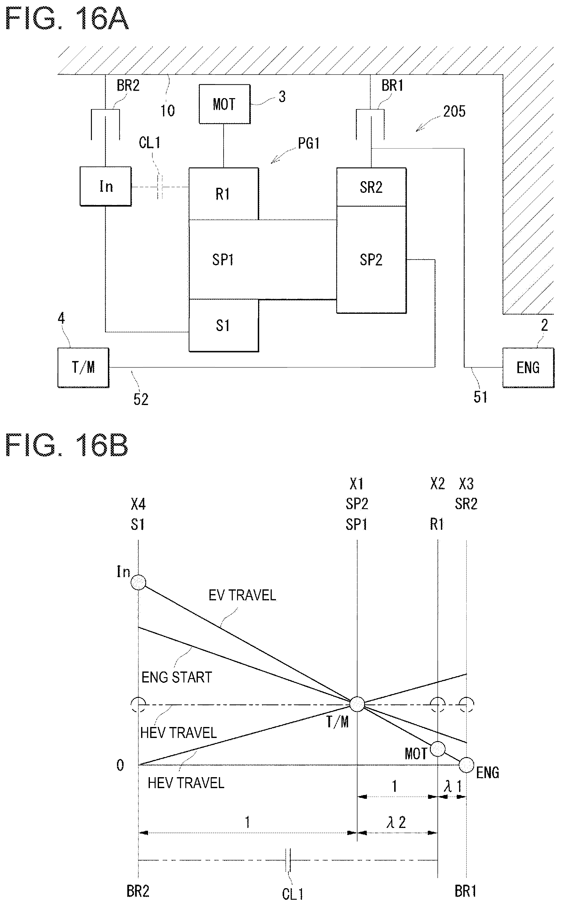 Patent US12128873 Figure 16 – Power transmission system for hybrid vehicle