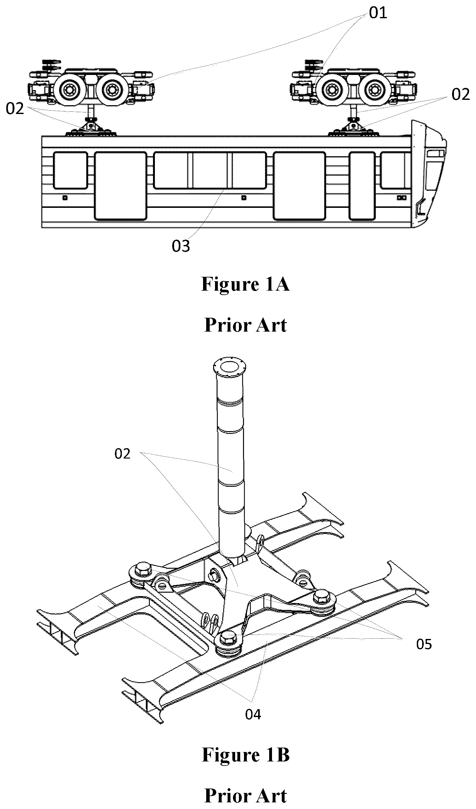 Patent US12128935 Figure 1 – Train suspension device and suspended monorail train