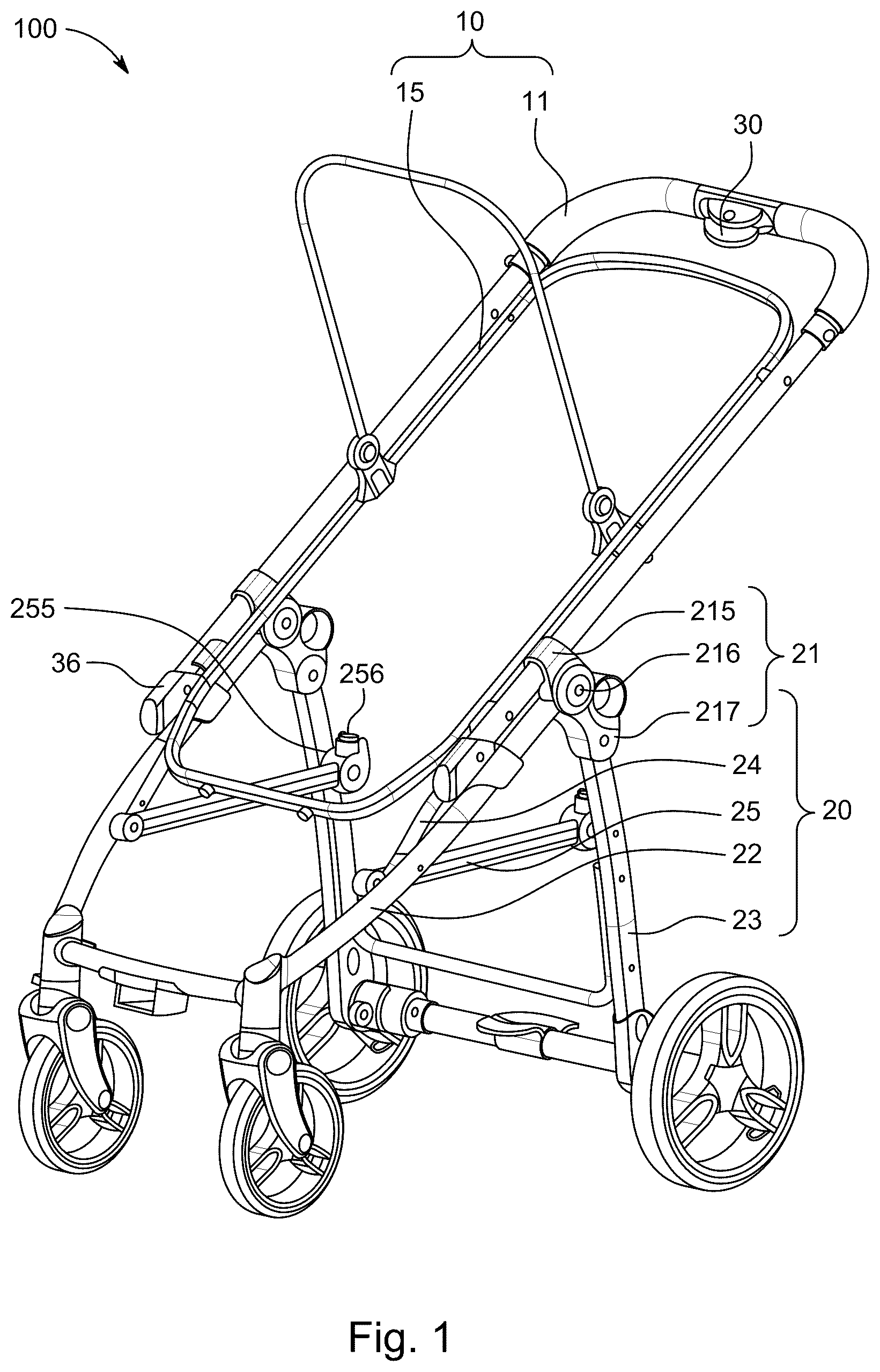 Patent US12128944 Figure 1 – Child carrying device