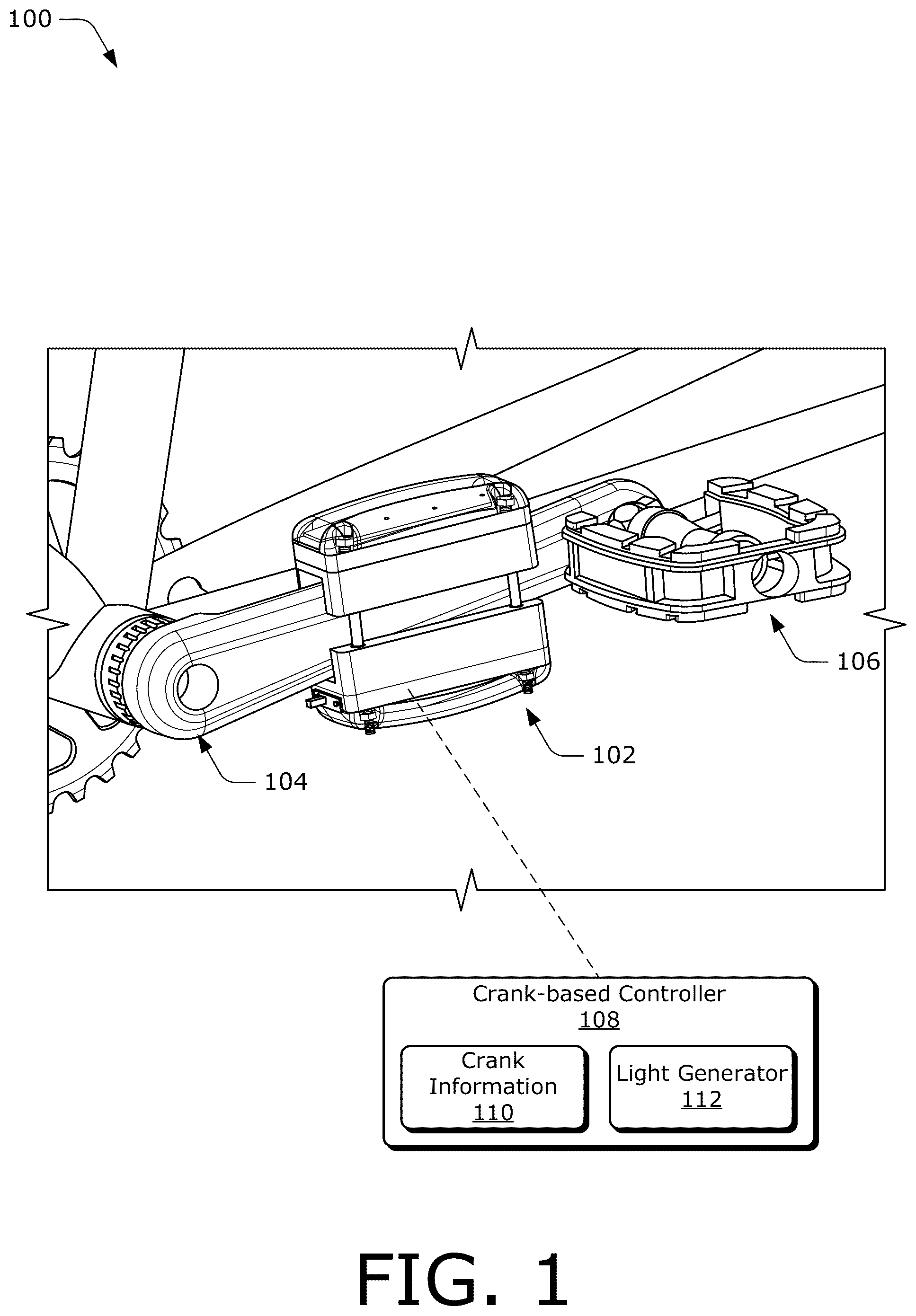 Patent US12128980 Figure 1 – Apparatuses and methods for crank-based lighting