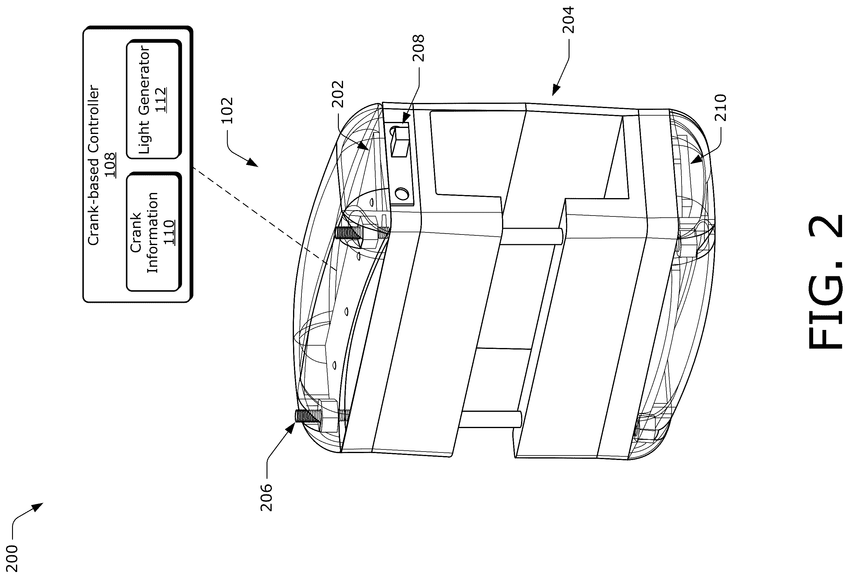Patent US12128980 Figure 2 – Apparatuses and methods for crank-based lighting