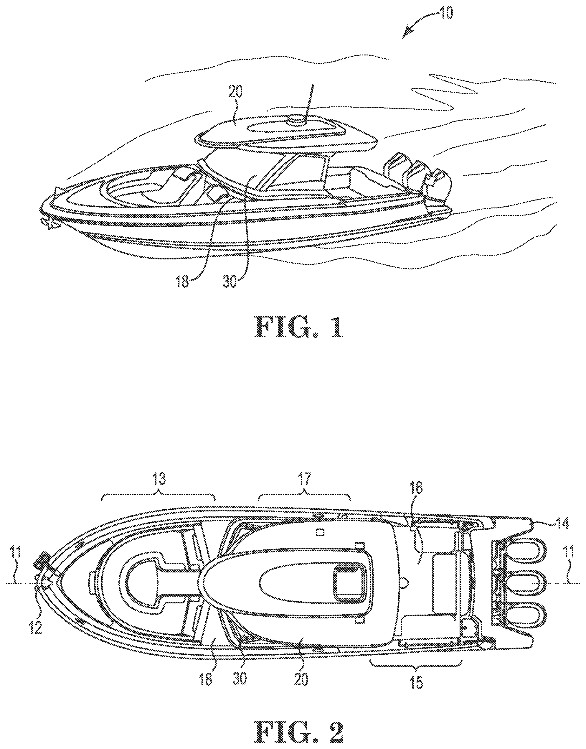 Patent US12128990 Figure 1 – Windshield system for boats