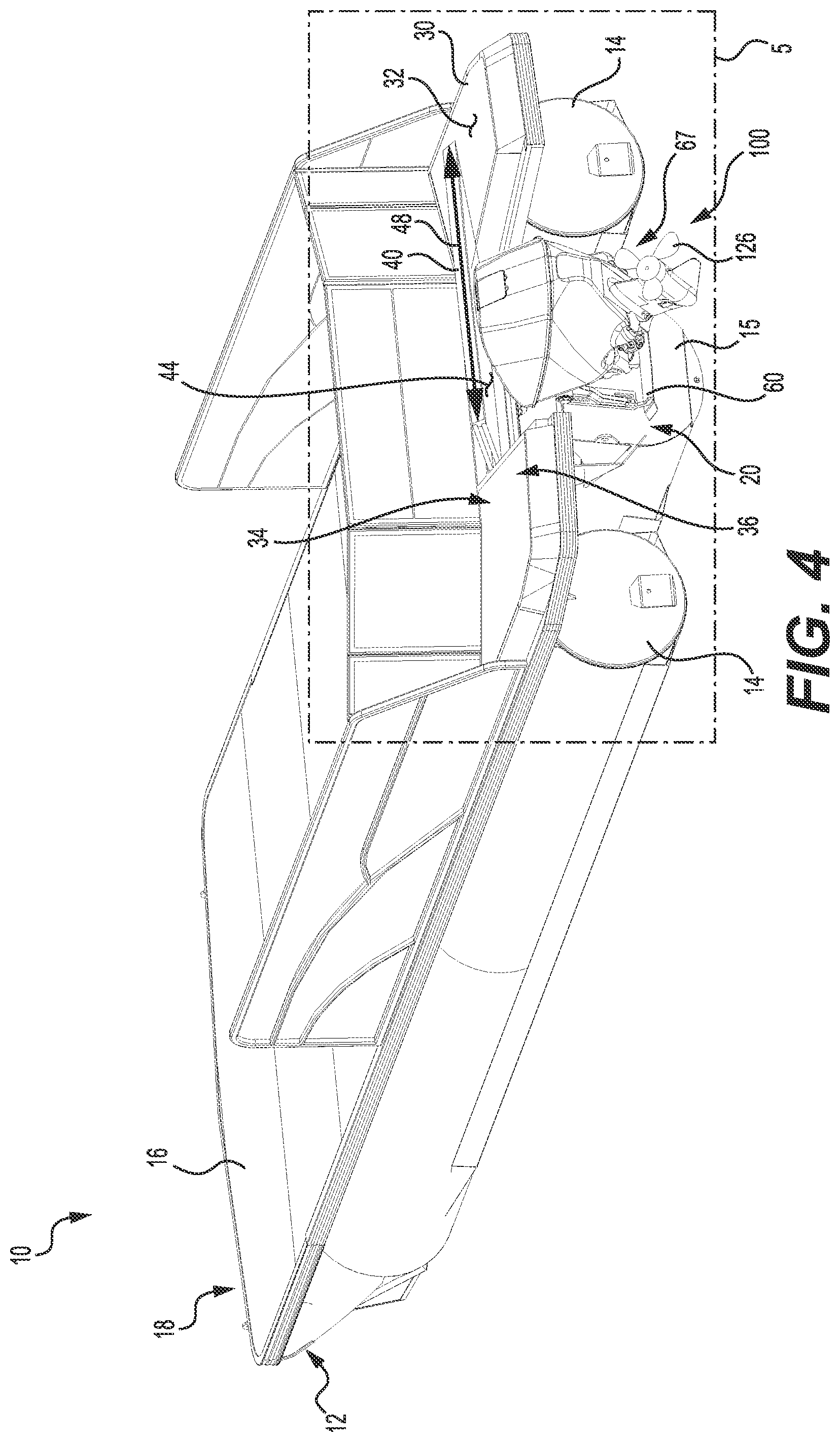 Patent US12129003 Figure 4 – Boat with a transom