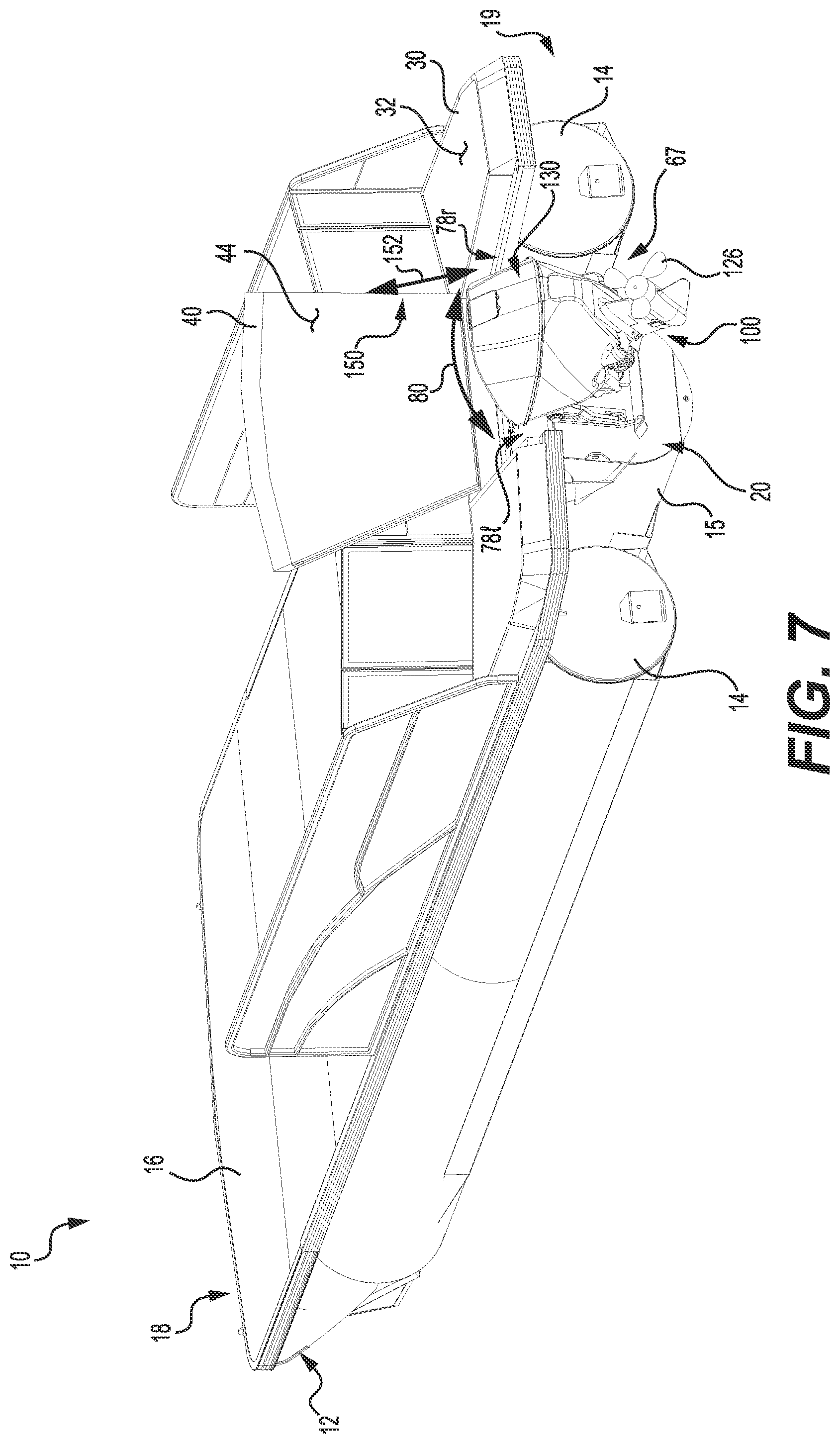 Patent US12129003 Figure 7 – Boat with a transom