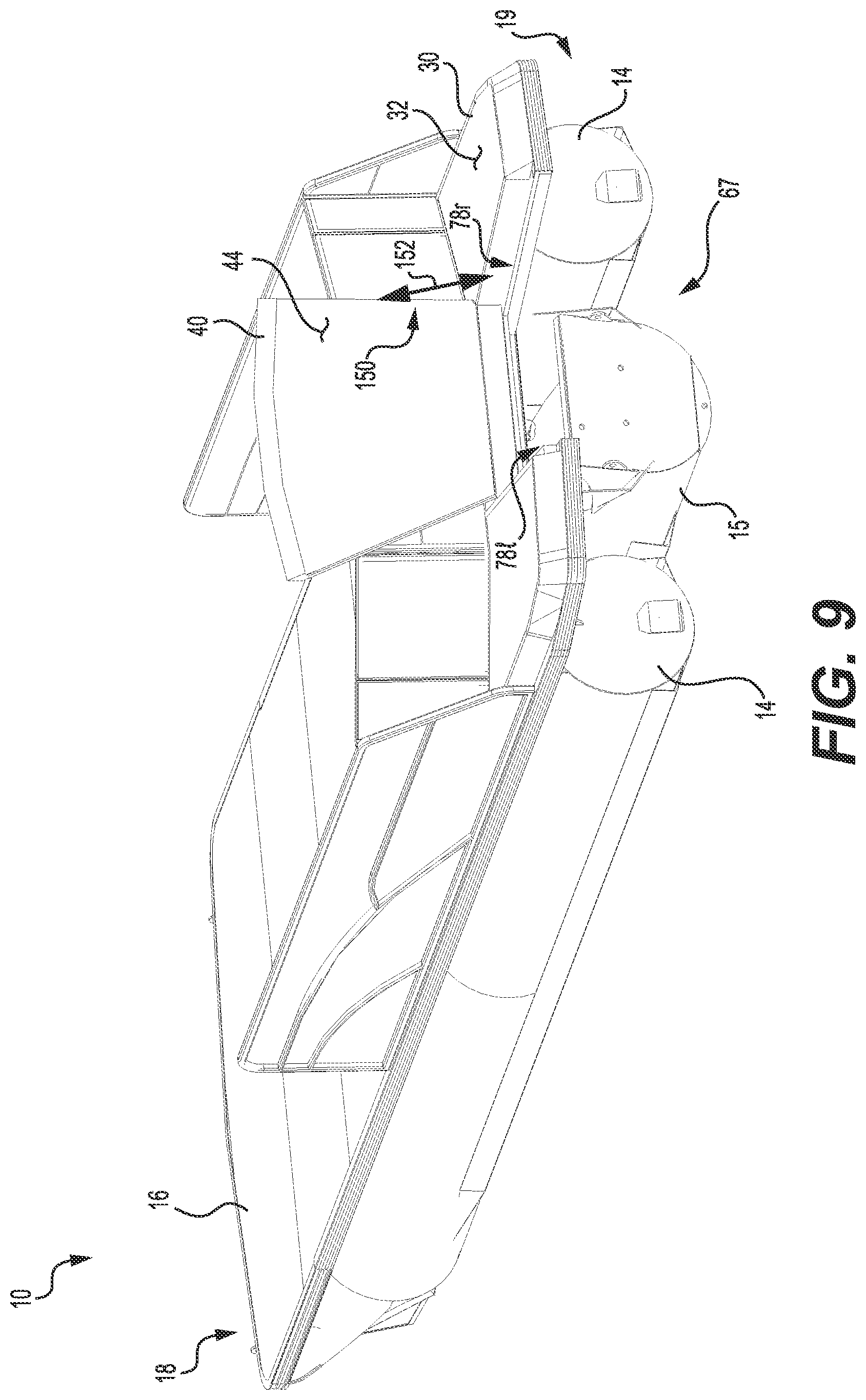 Patent US12129003 Figure 9 – Boat with a transom