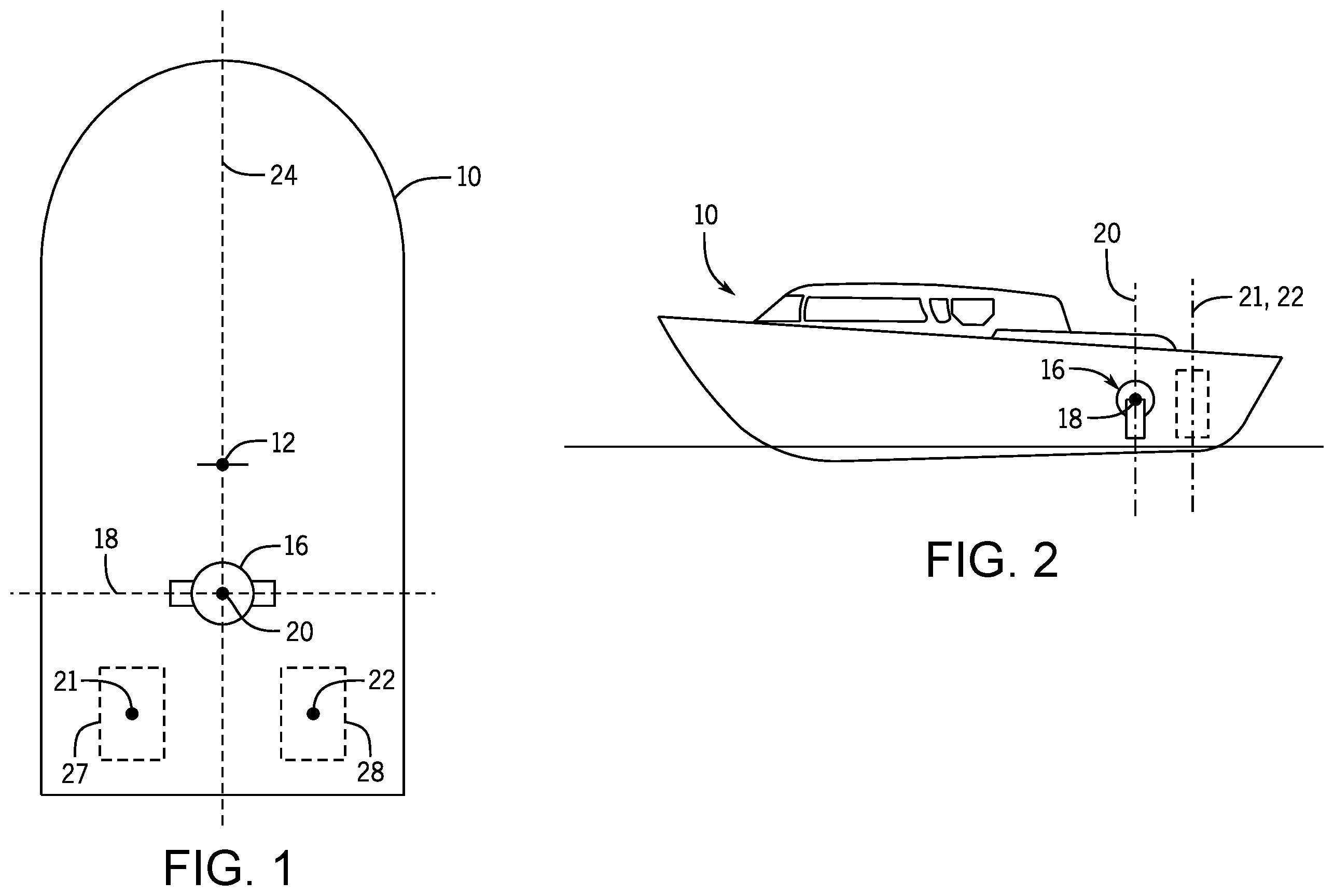 Patent US12129006 Figure 1 – Marine vessel with gyroscope-assisted joystick maneuvering