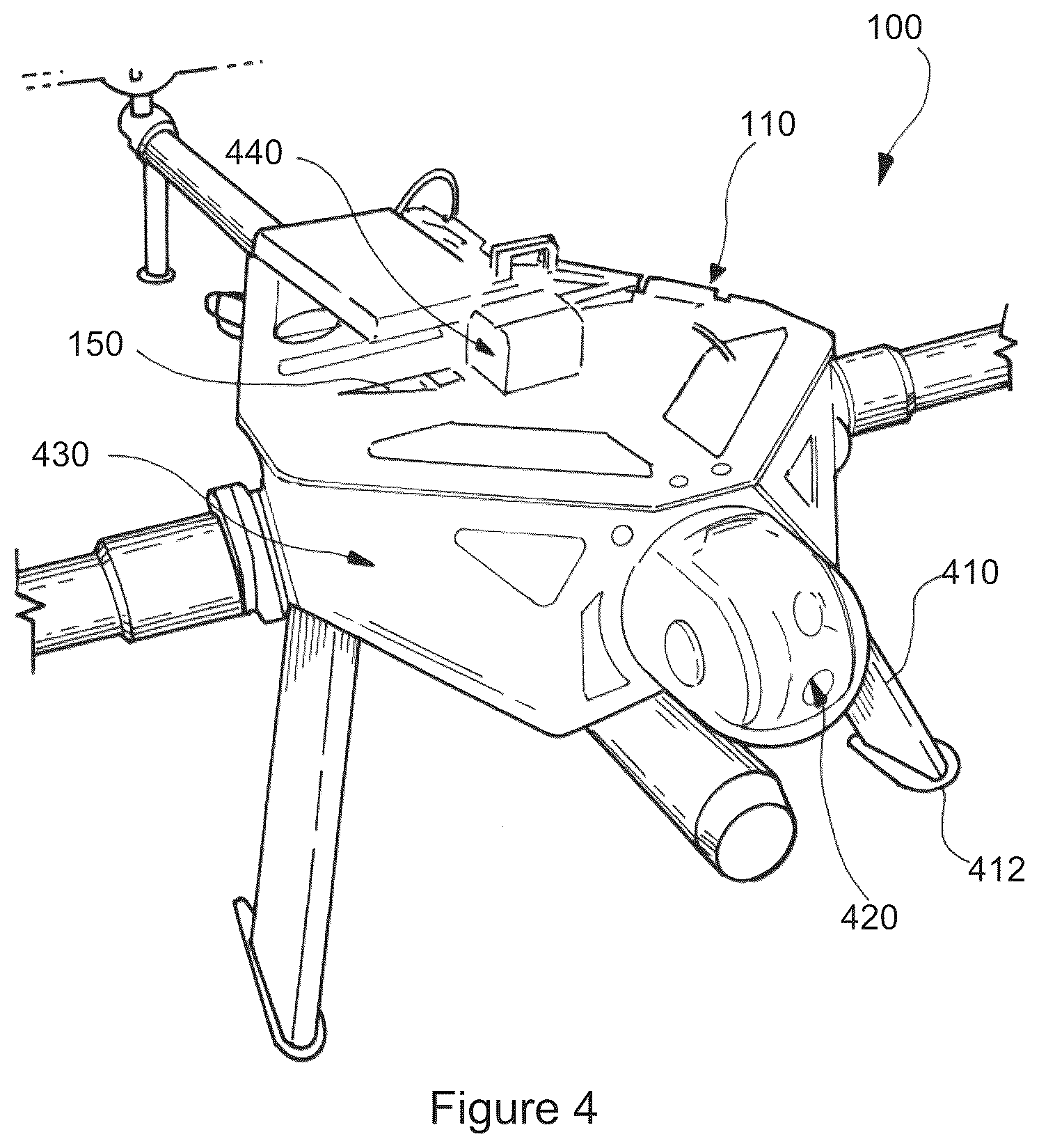 Patent US12129011 Figure 4 – Armed unmanned aerial vehicle and methods of use thereof
