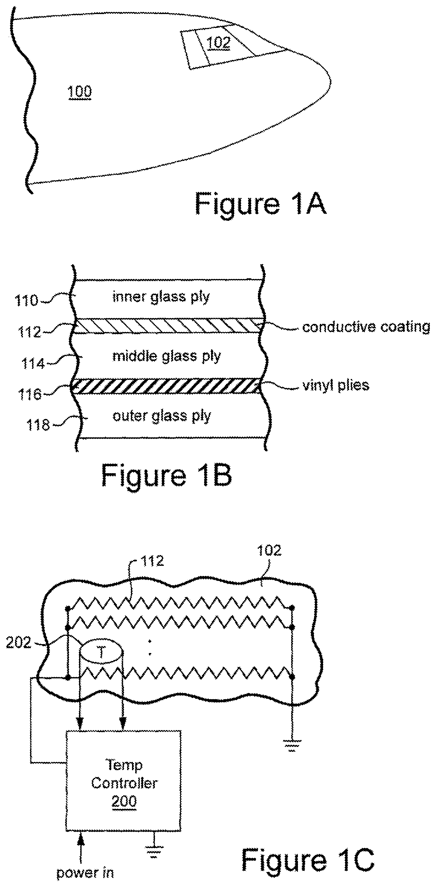 Patent US12129013 Figure 1 – Aircraft window heating system with regulated DC voltage