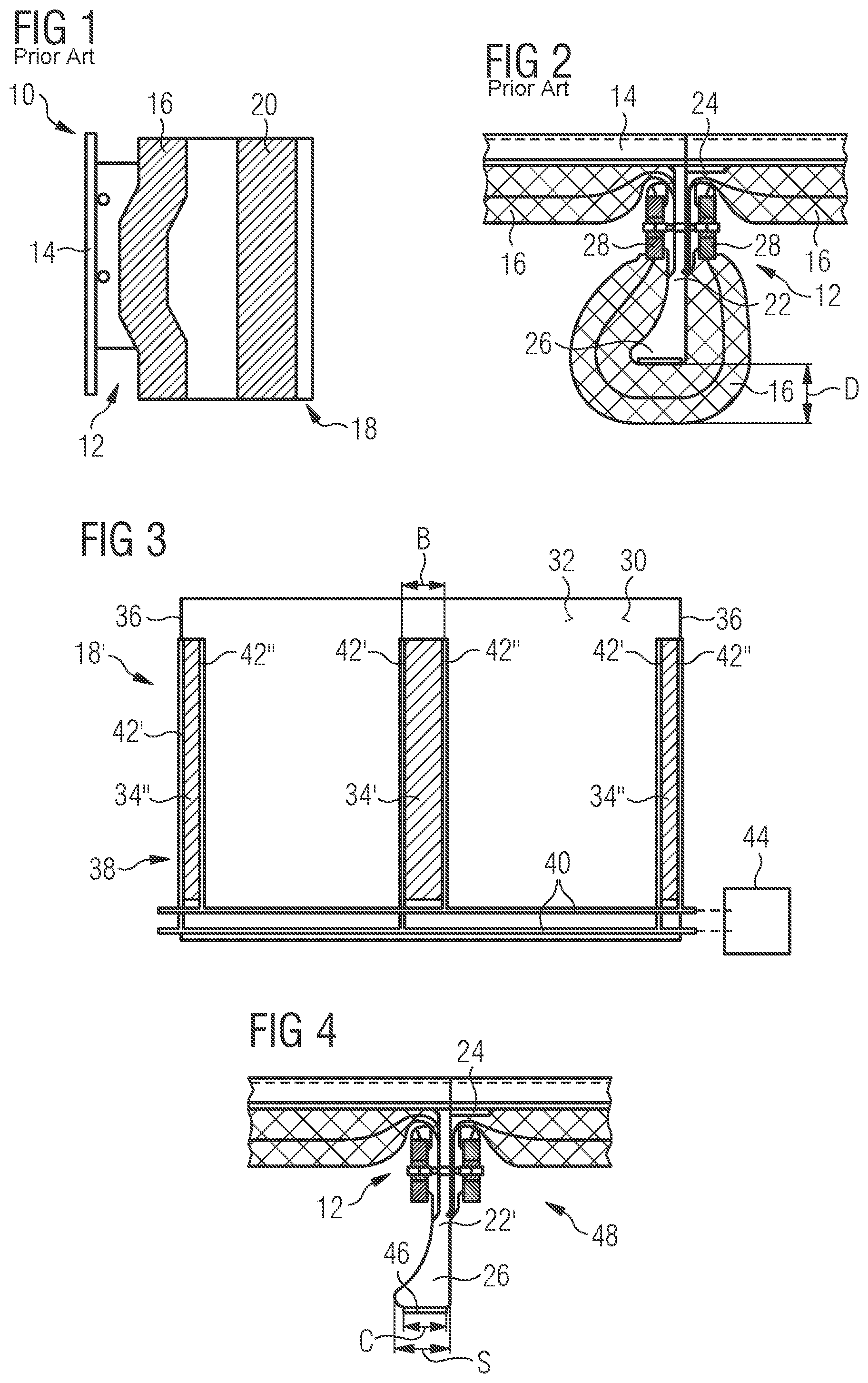 Patent US12129014 Figure 1 – Cabin lining element for an aircraft cabin and rib for an aircraft fuselage structure